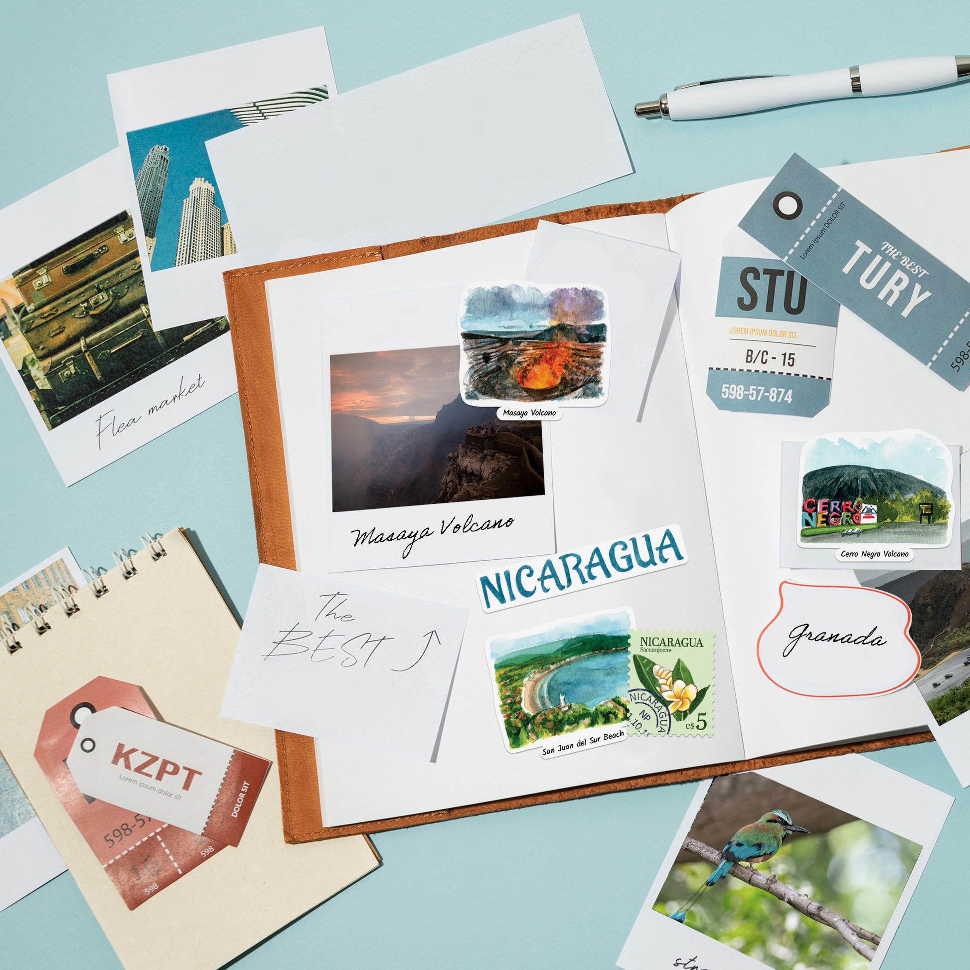 Natural Nicaragua Travel Stickers (28pcs)