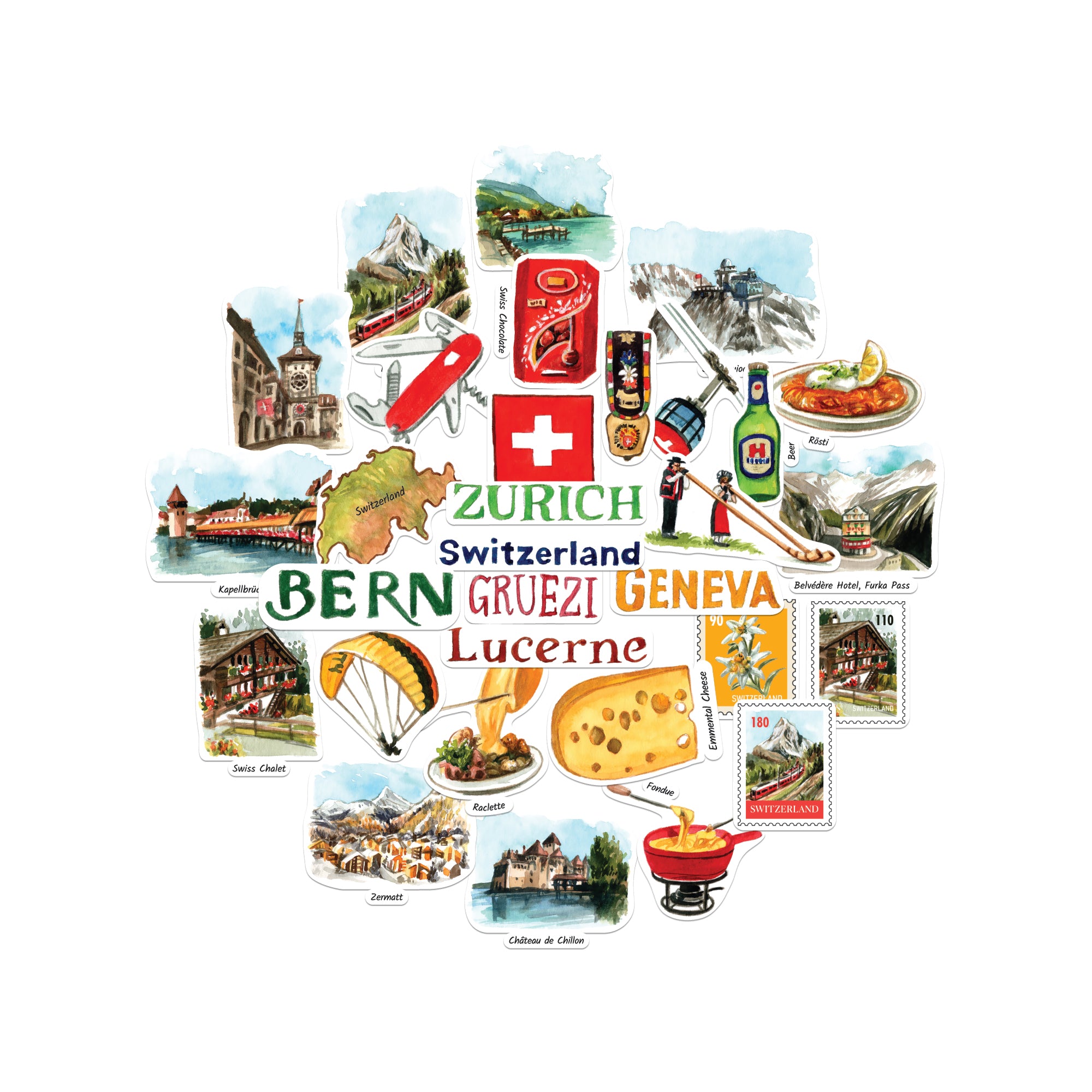 Stunning Switzerland Statement Stickers (31pcs)