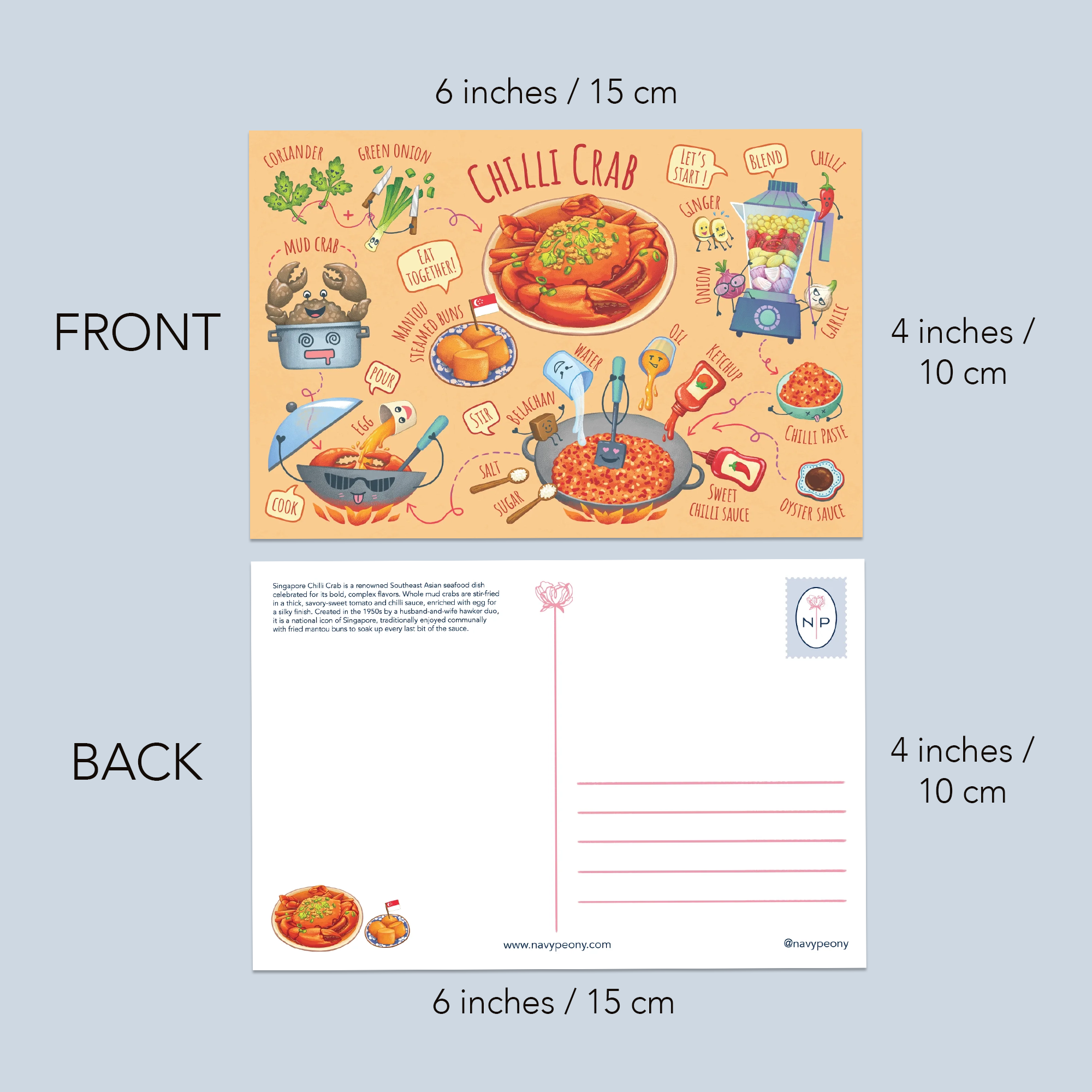 Singapore Travel Postcards 4x6 Inches, 15 Pieces, 5 Designs