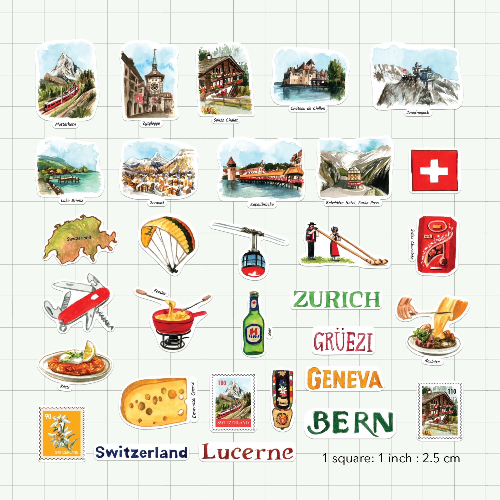 Stunning Switzerland Statement Stickers (31pcs)