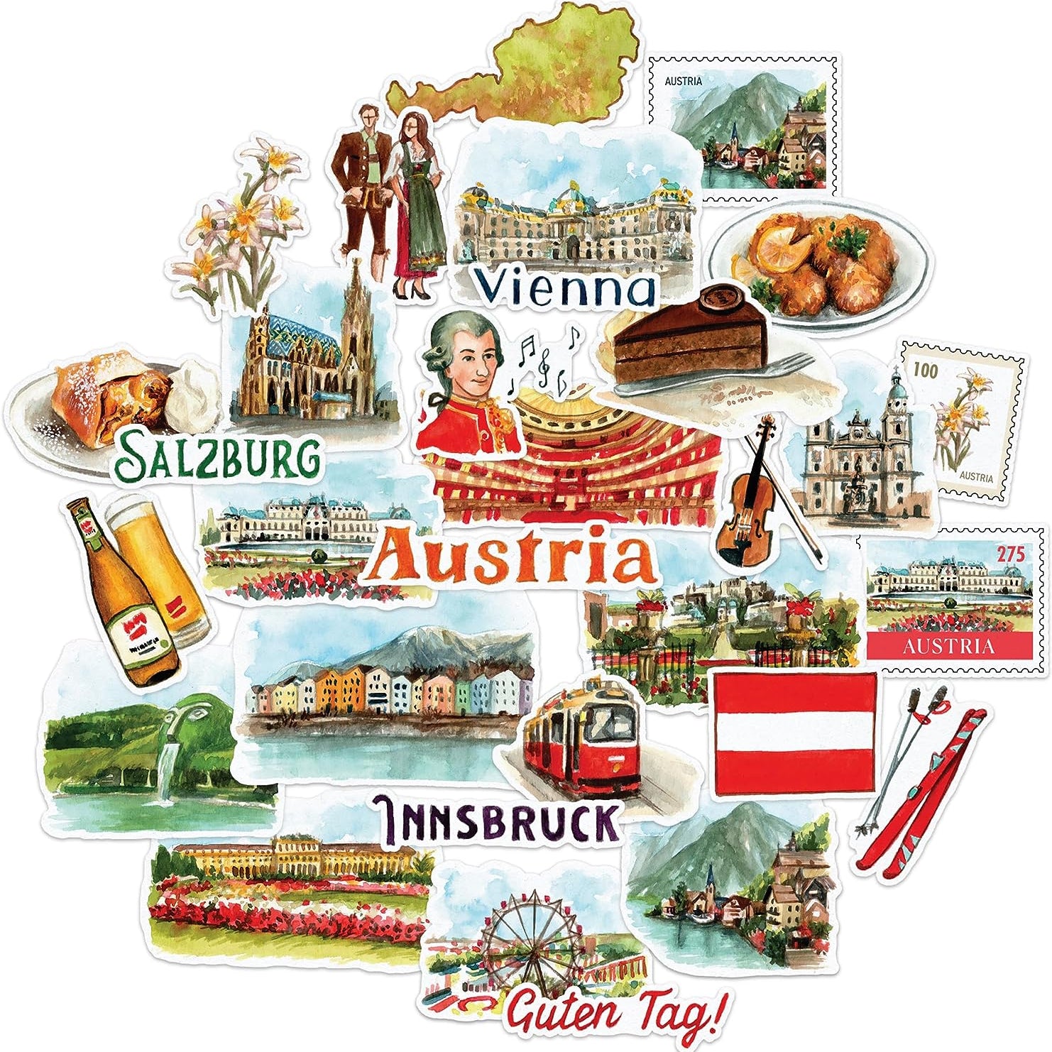 Classical Austria Travel Stickers (31 Pieces)