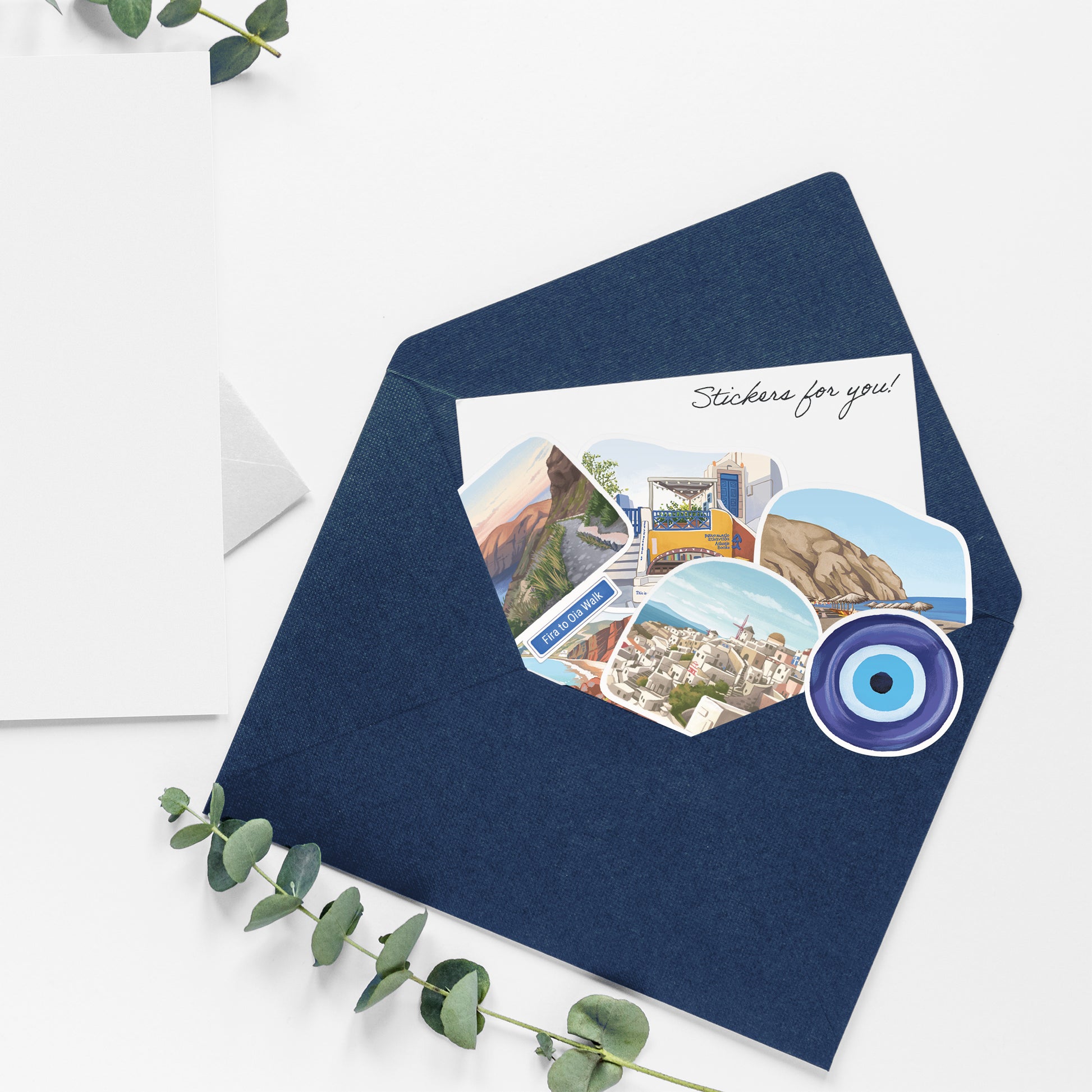 Sunlit Santorini Travel Stickers (28pcs)