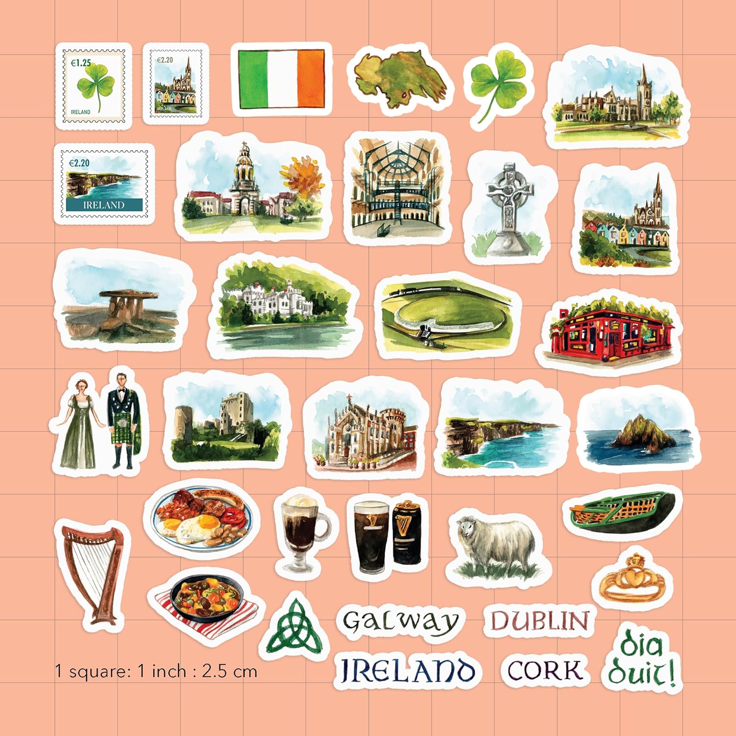 Emerald Ireland Travel Stickers (34pcs)