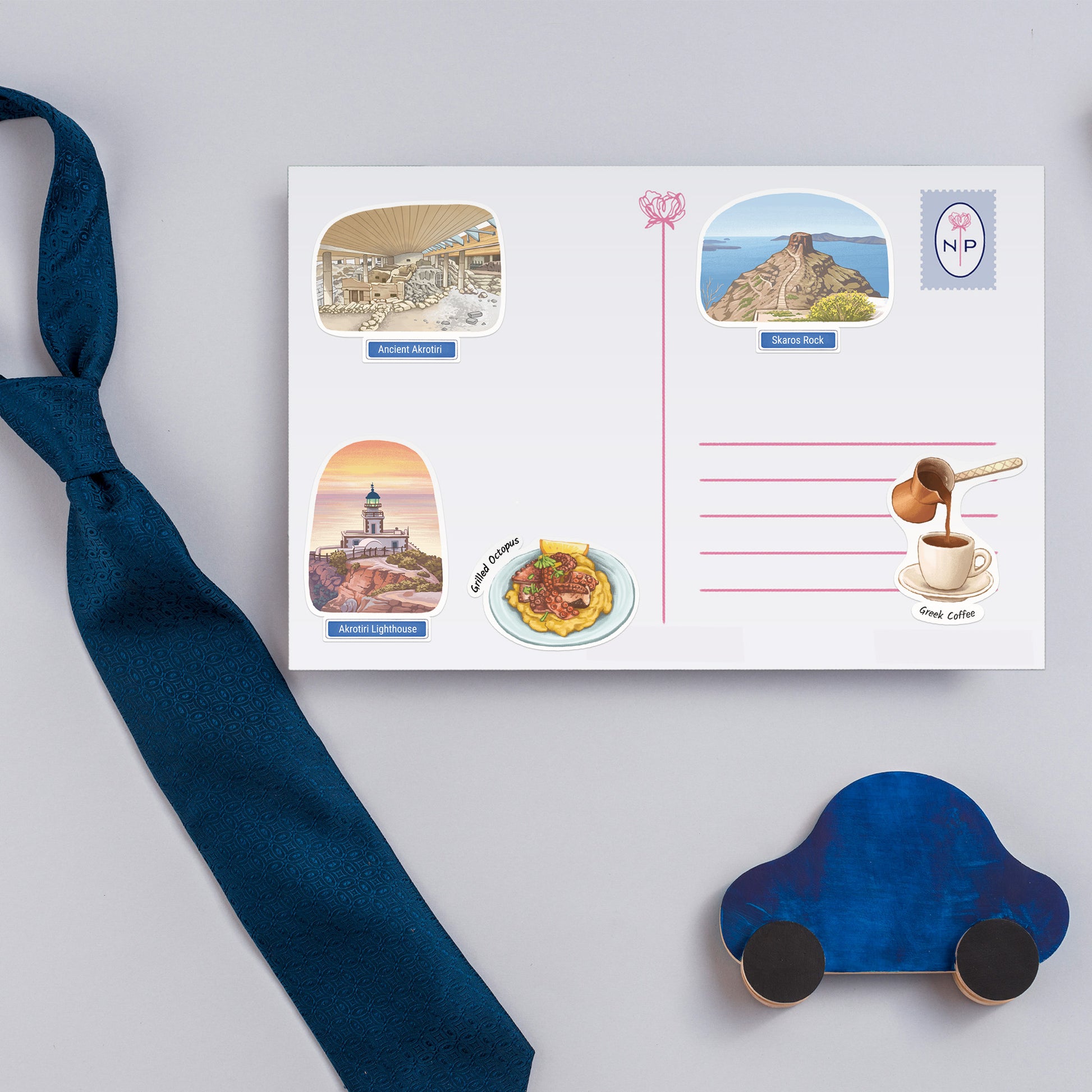 Sunlit Santorini Travel Stickers (28pcs)