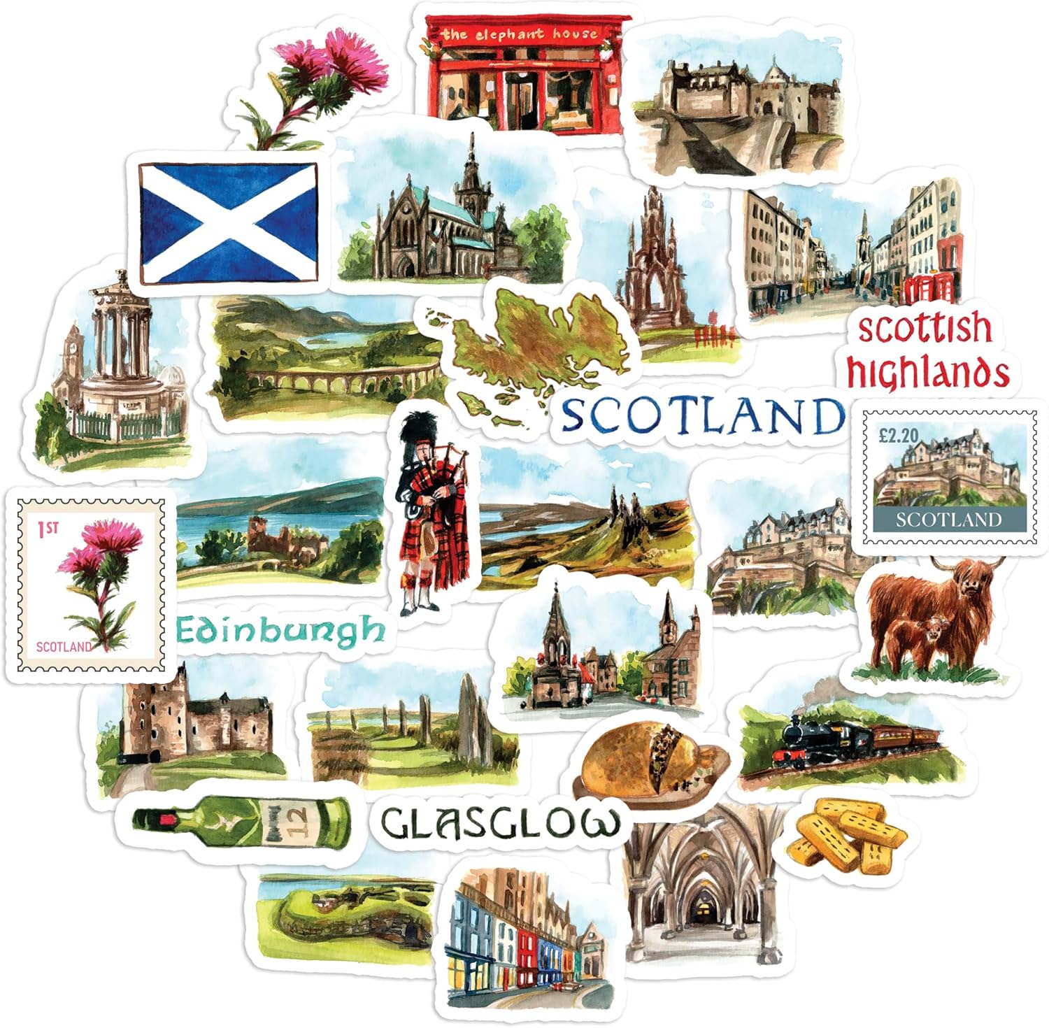 Spectacular Scotland Travel Stickers (31pcs)