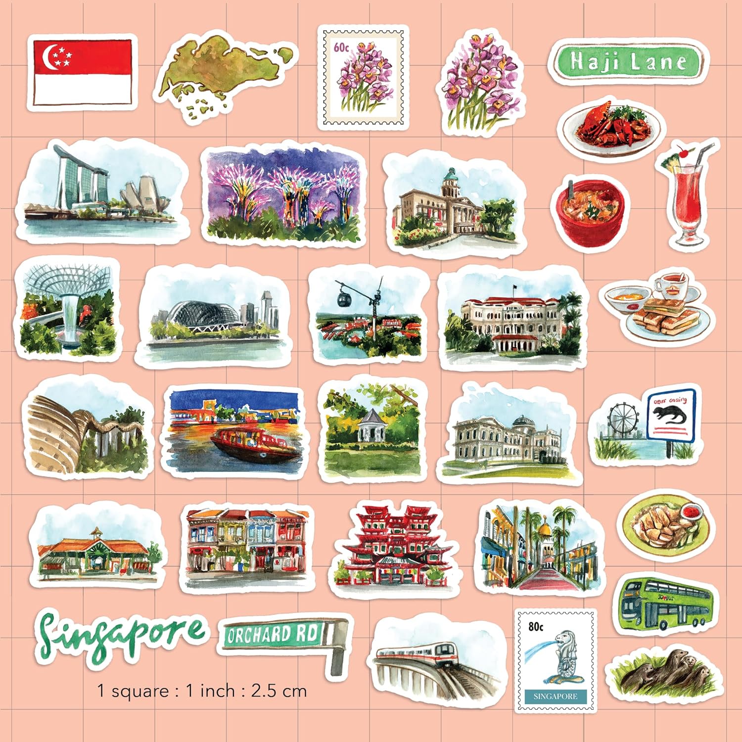 Sunny Singapore Travel Stickers (32pcs)