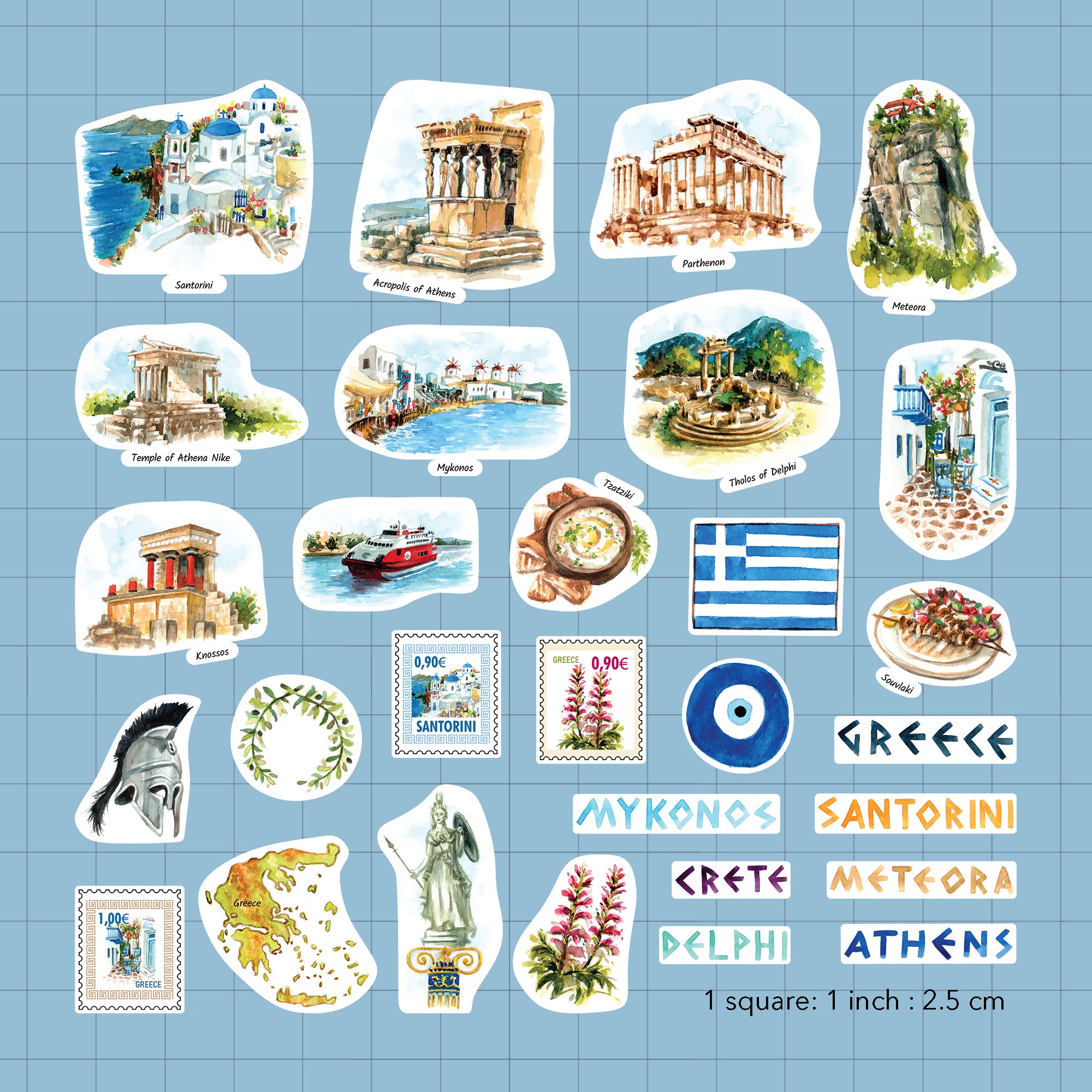 Idyllic Greece Statement Stickers (29pcs)