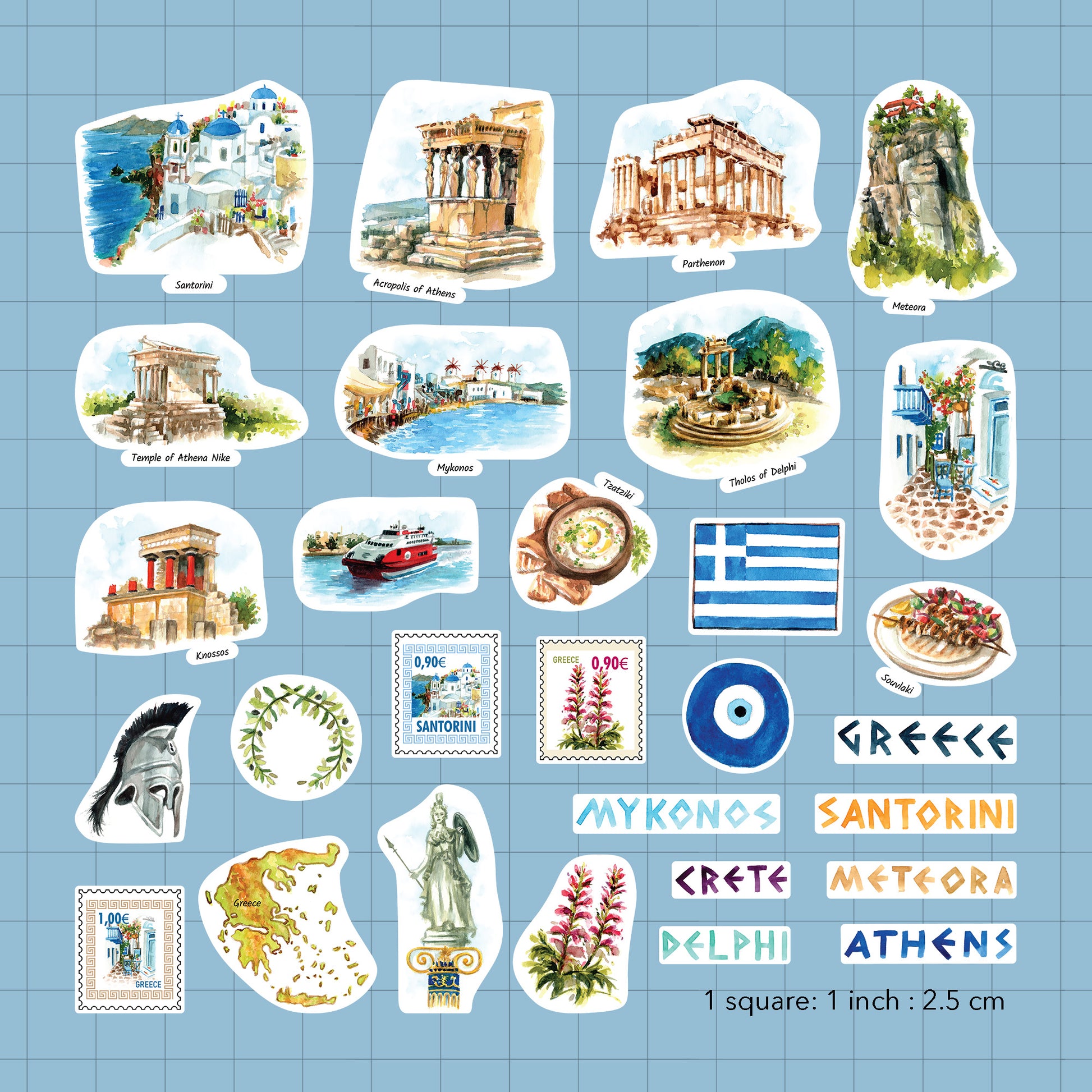 Idyllic Greece Statement Stickers (29pcs)