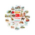 Hagia Sophia, Galata Tower, Blue Mosque, Cappadocia balloons and kebab stickers clustered on white