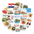 Dubrovnik Old Town, Plitvice Lakes, licitar hearts, 'Zagreb' and 'CROATIA' stickers in a round cluster