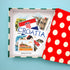 'CROATIA', Croatian flag, Plitvice and Dubrovnik Old Town stickers in a red polka-dot gift box