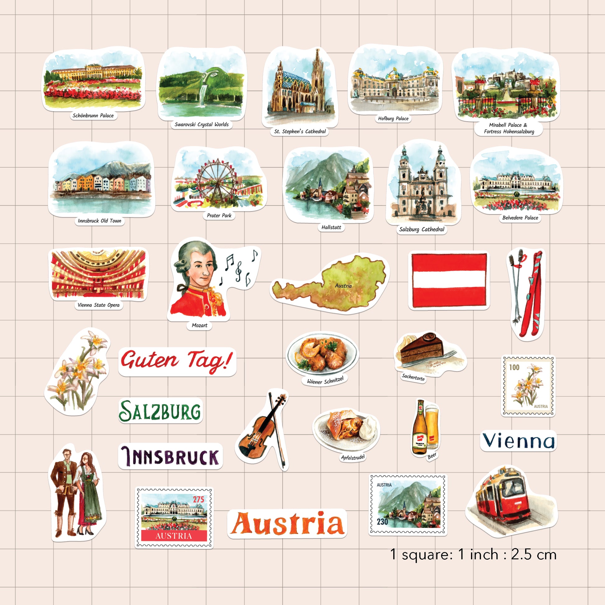 Classical Austria Statement Stickers (31pcs)