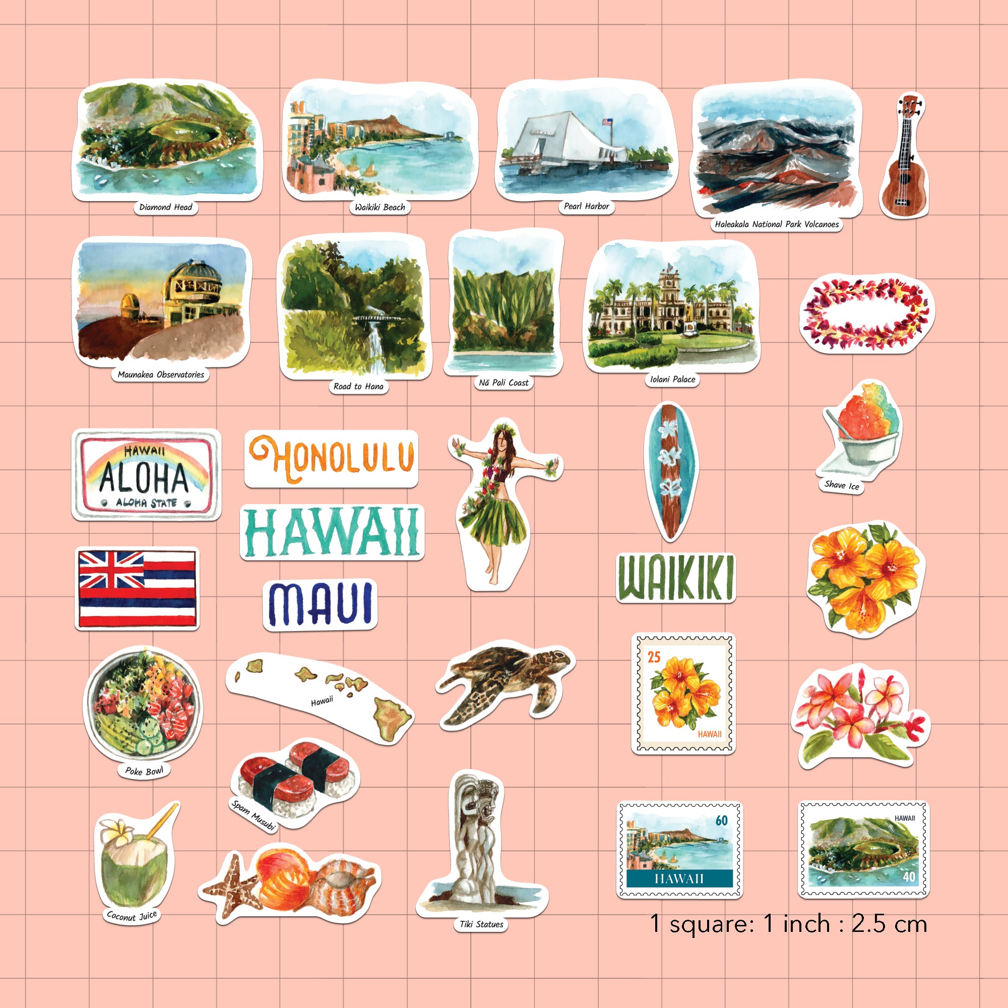 Exotic Hawaii State Statement Stickers (31pcs)