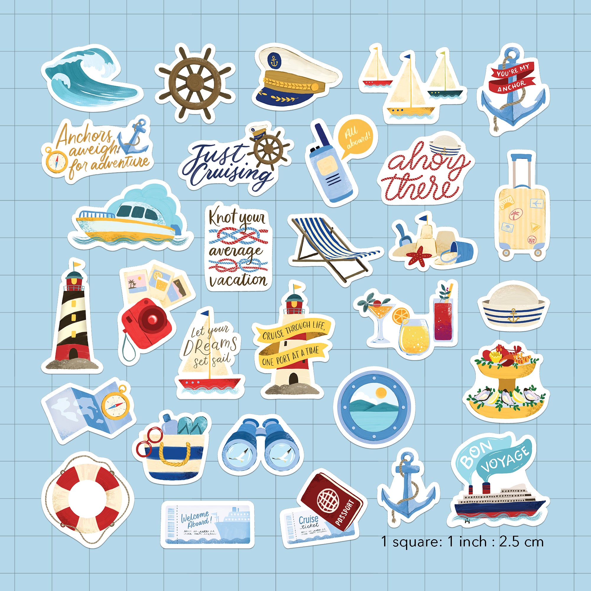 Relaxing Cruise Statement Stickers (30pcs)