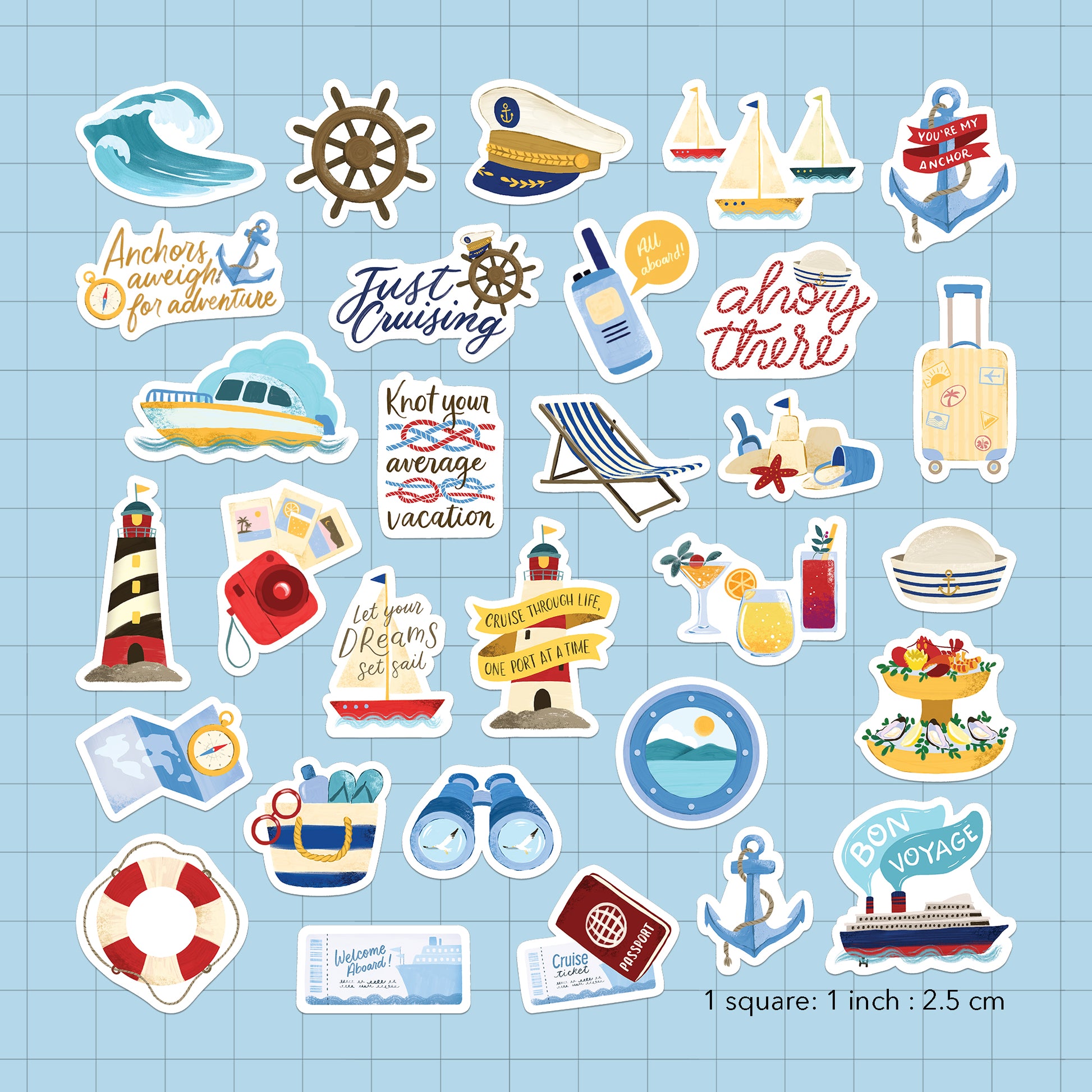 Relaxing Cruise Statement Stickers (30pcs)