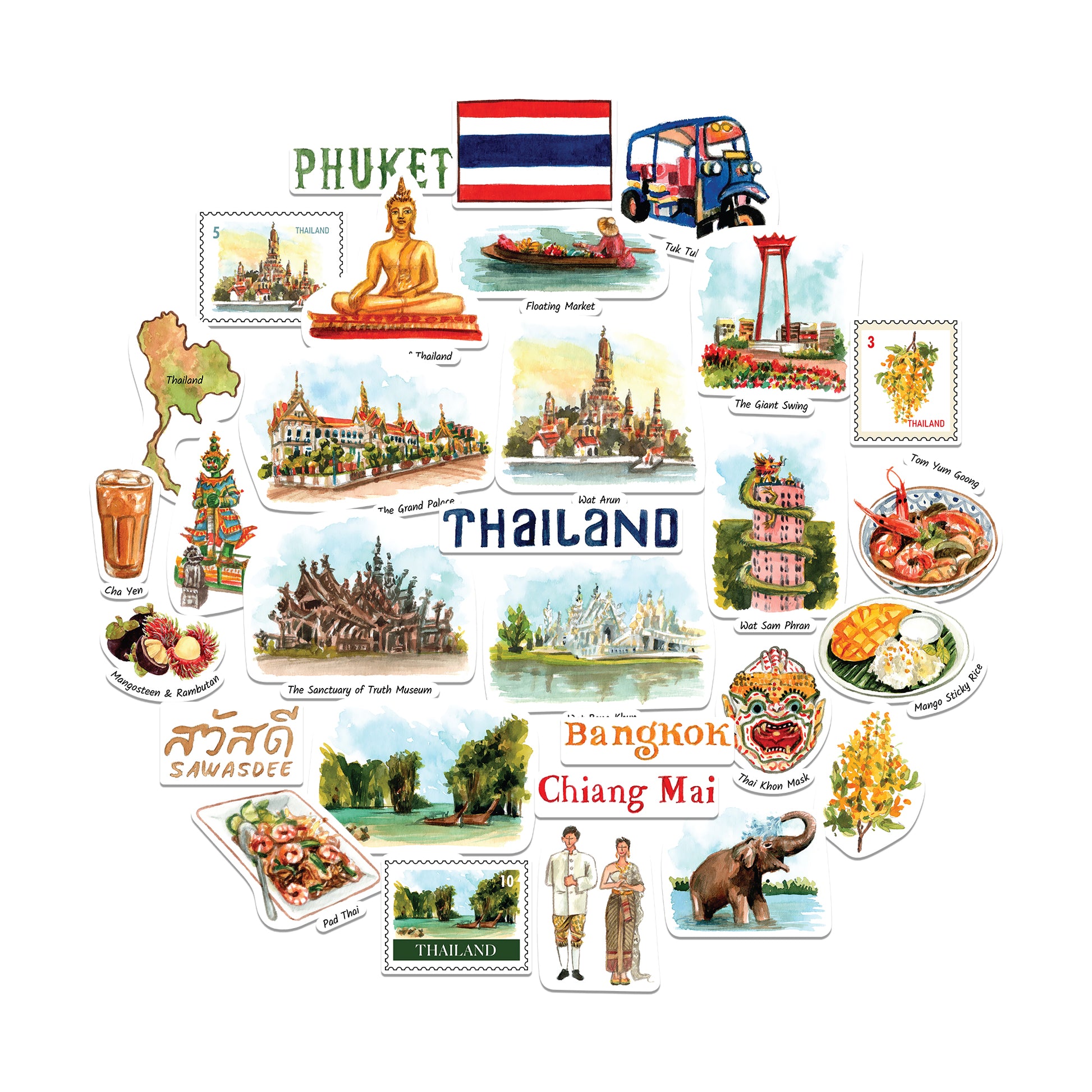 Amazing Thailand Statement Stickers (30pcs)