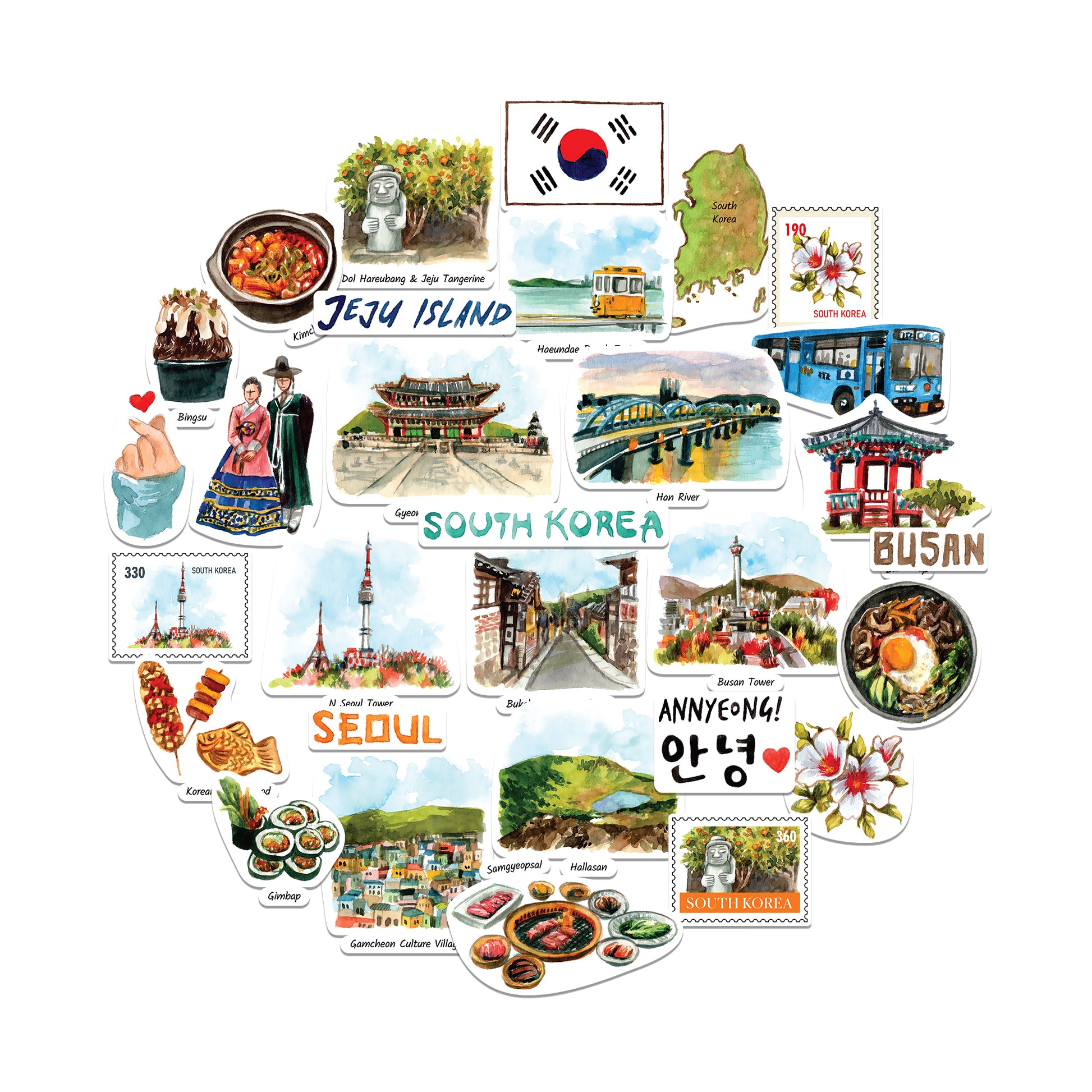 Scenic South Korea Statement Stickers (30pcs)