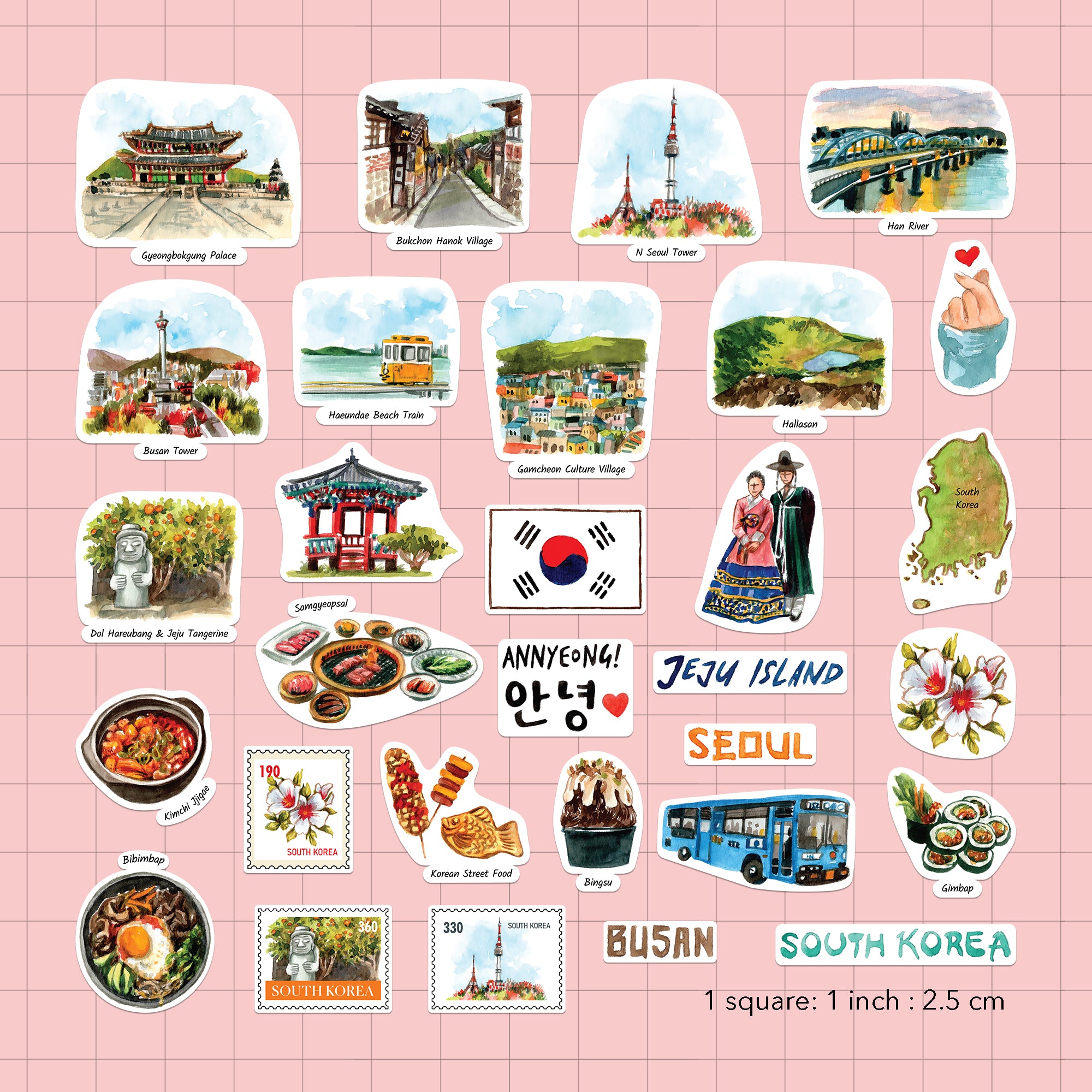 Scenic South Korea Statement Stickers (30pcs)