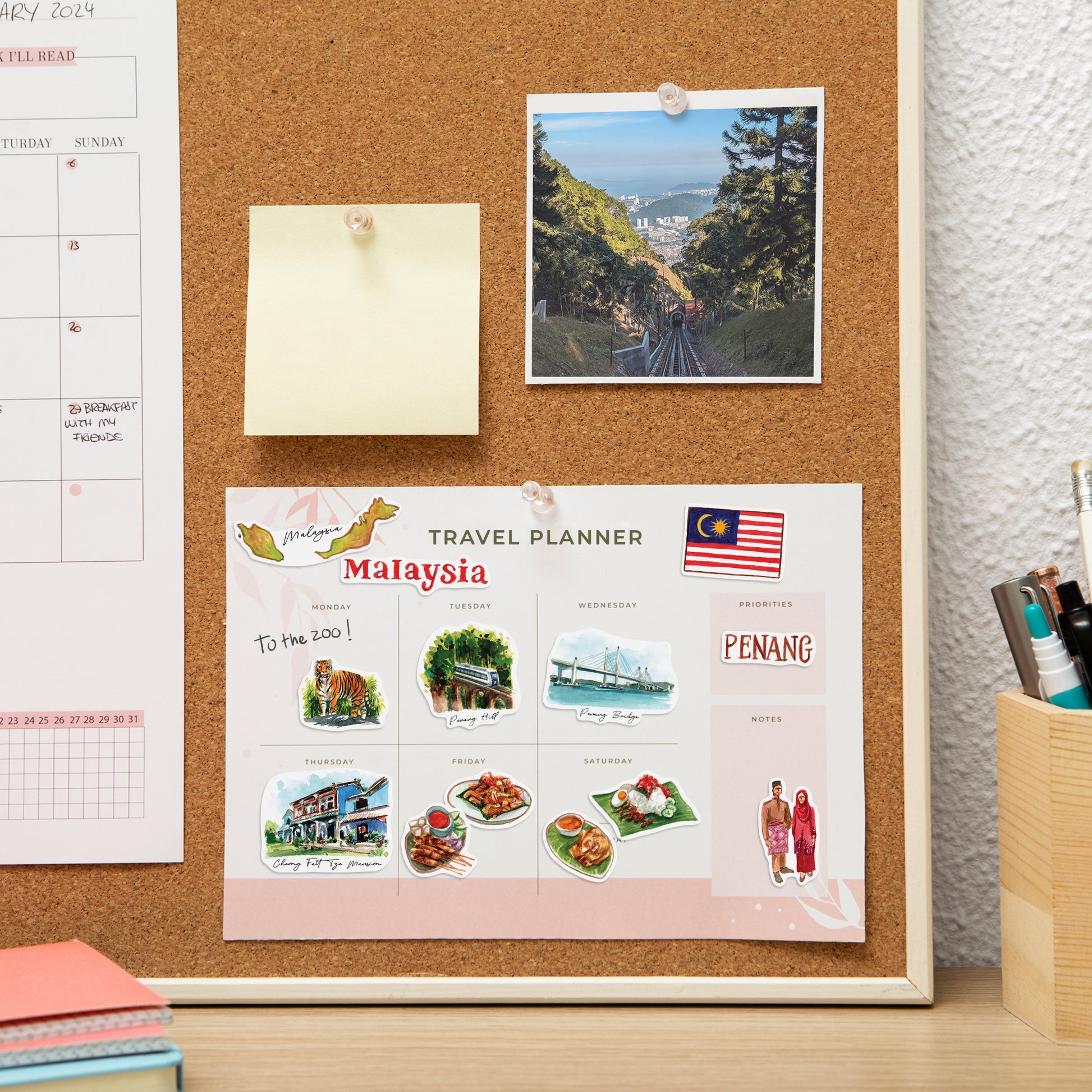 Cultural Malaysia Travel Stickers (32pcs)