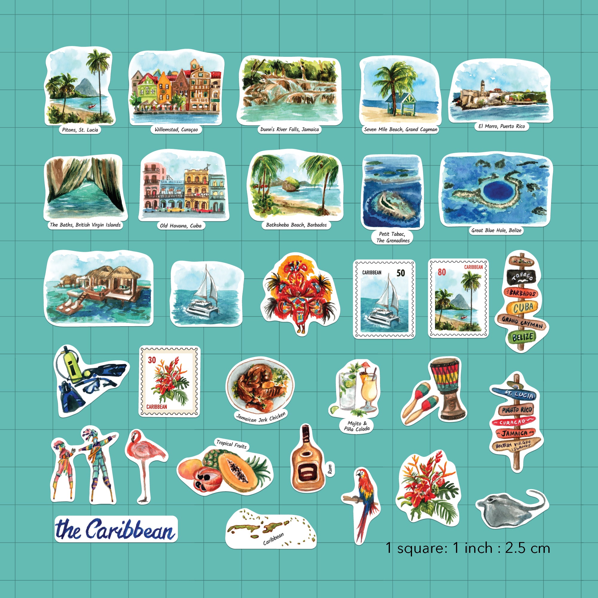 Caribbean Paradise Statement Stickers (31pcs)