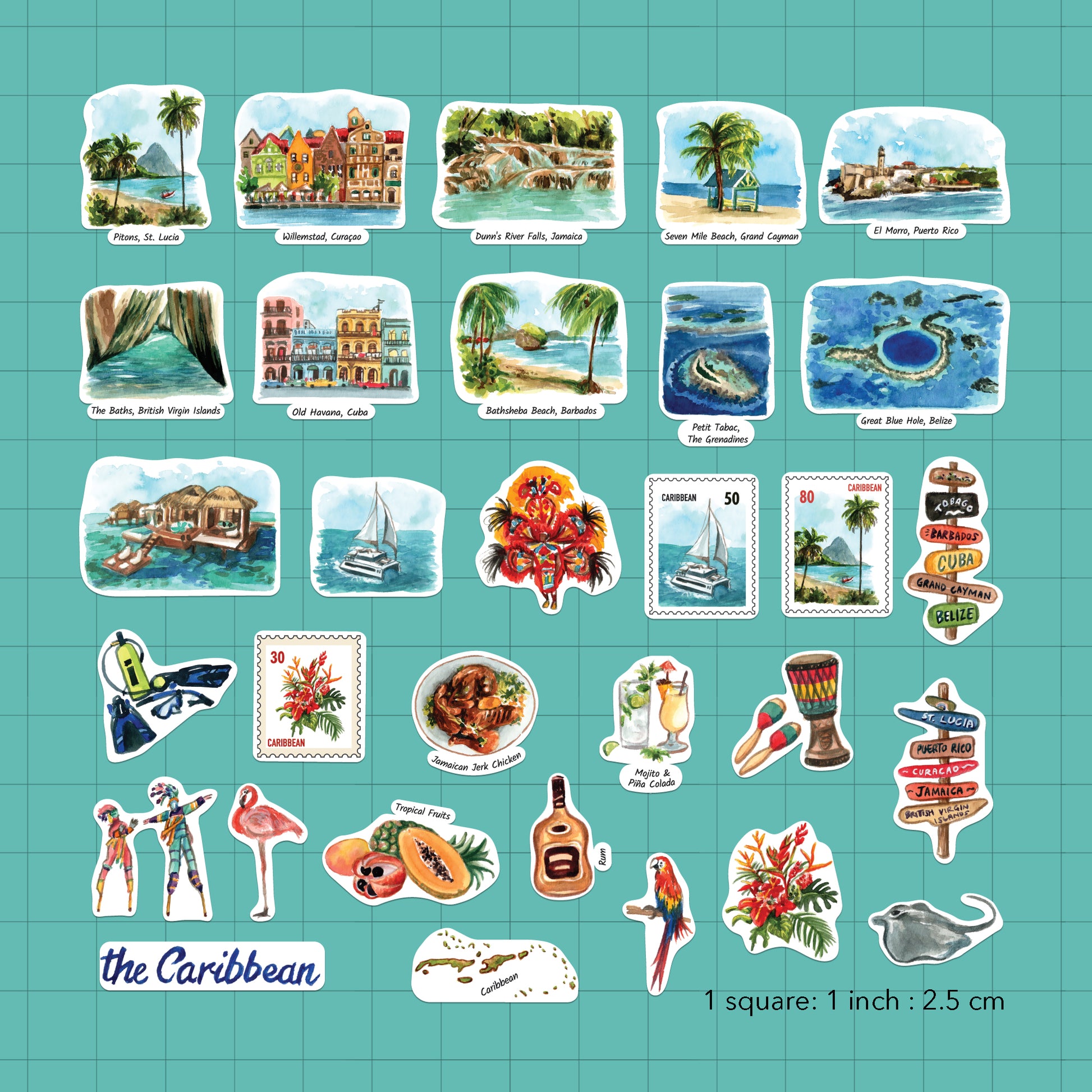 Caribbean Paradise Statement Stickers (31pcs)