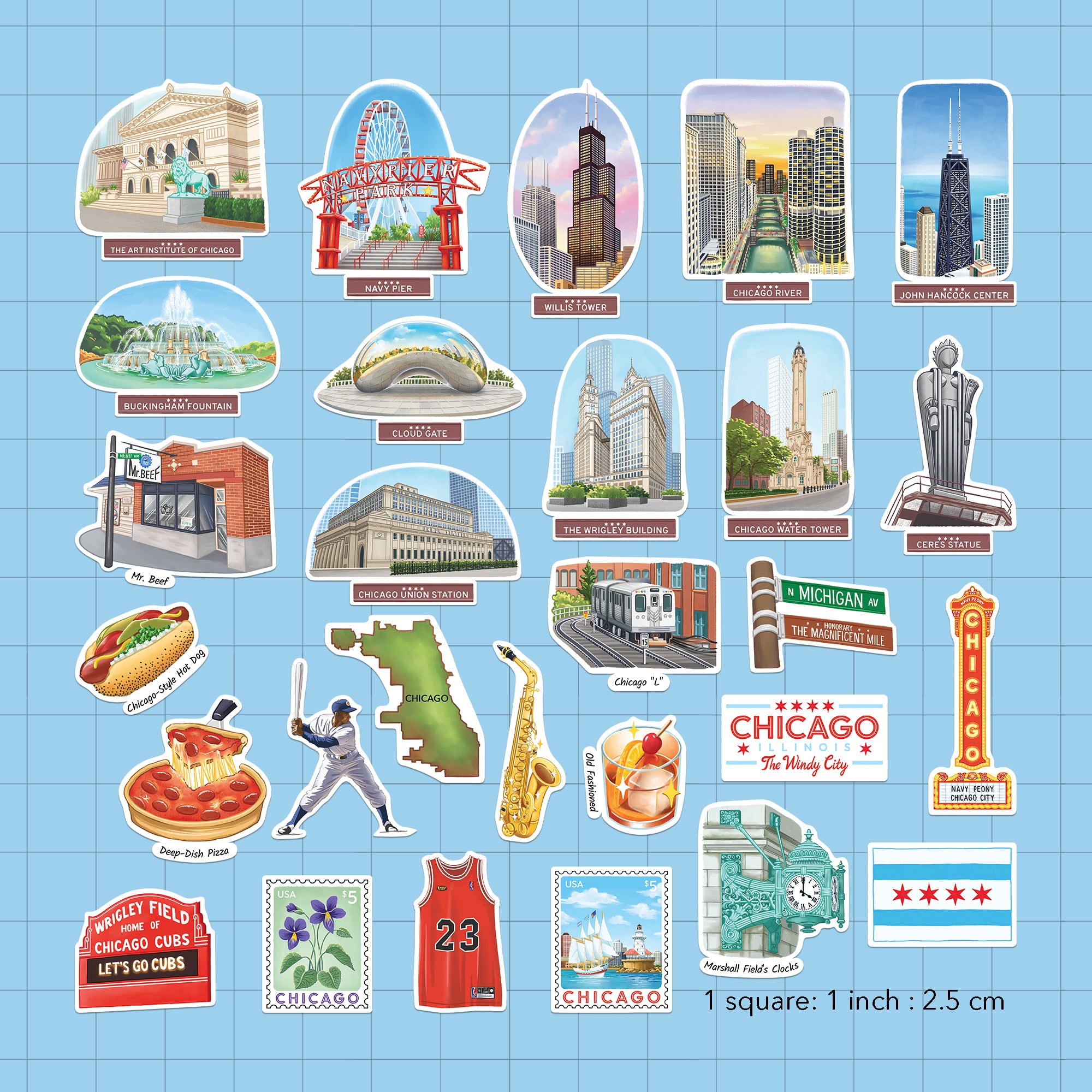 Windy Chicago Statement Stickers (28pcs)