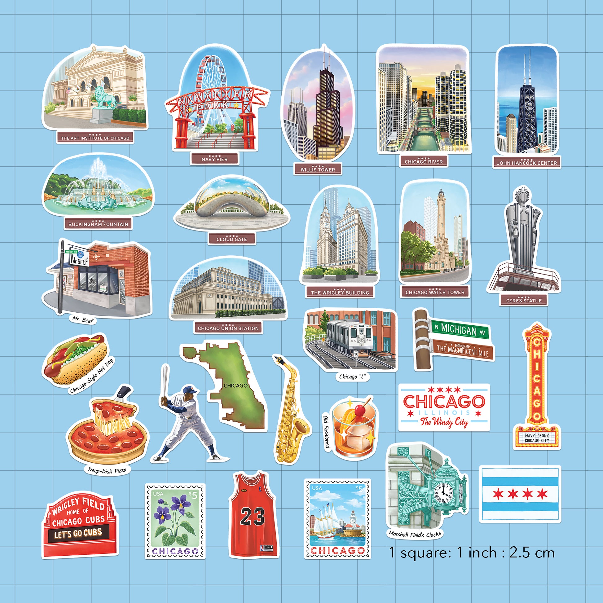 Windy Chicago Statement Stickers (28pcs)