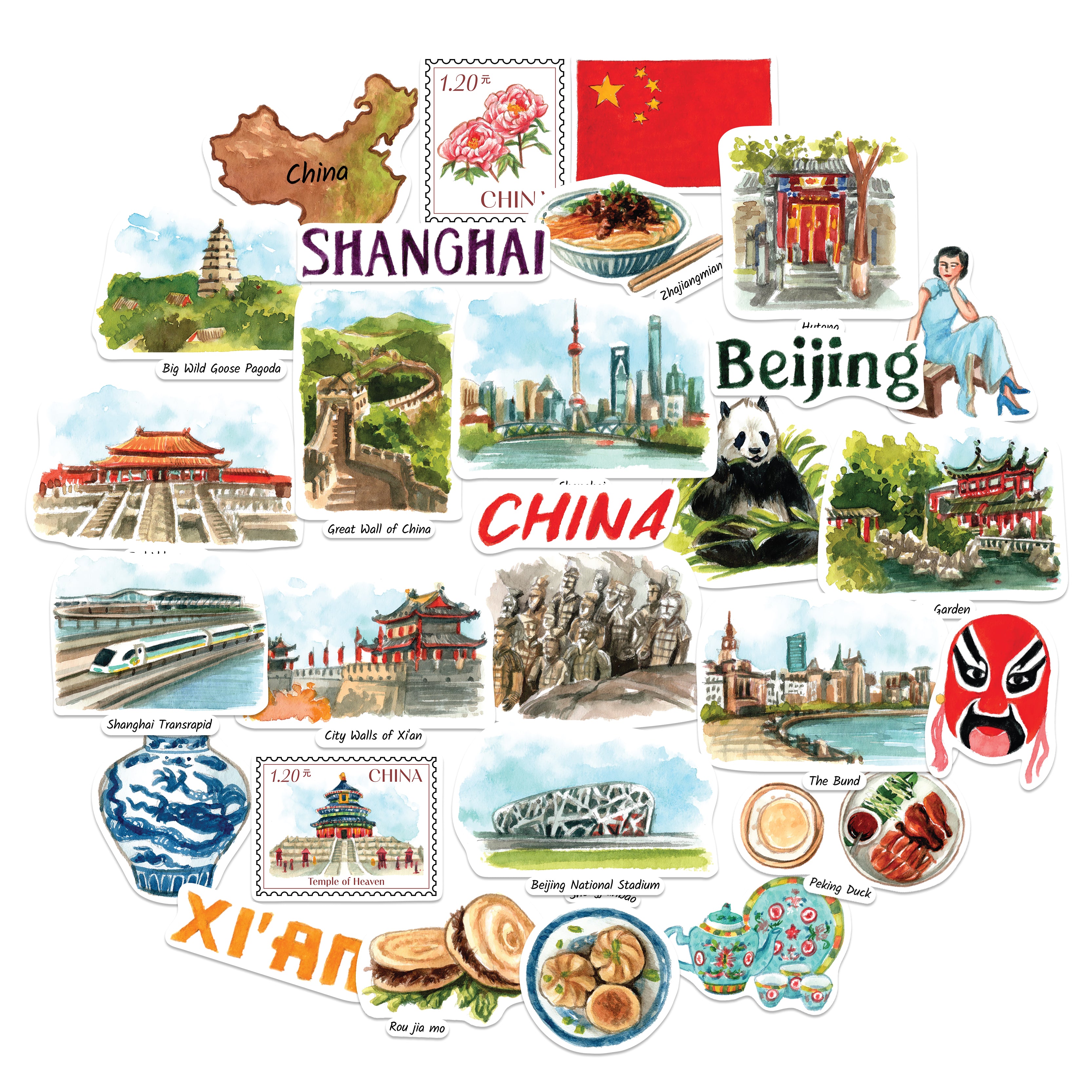 Ancient China Statement Stickers (28pcs)