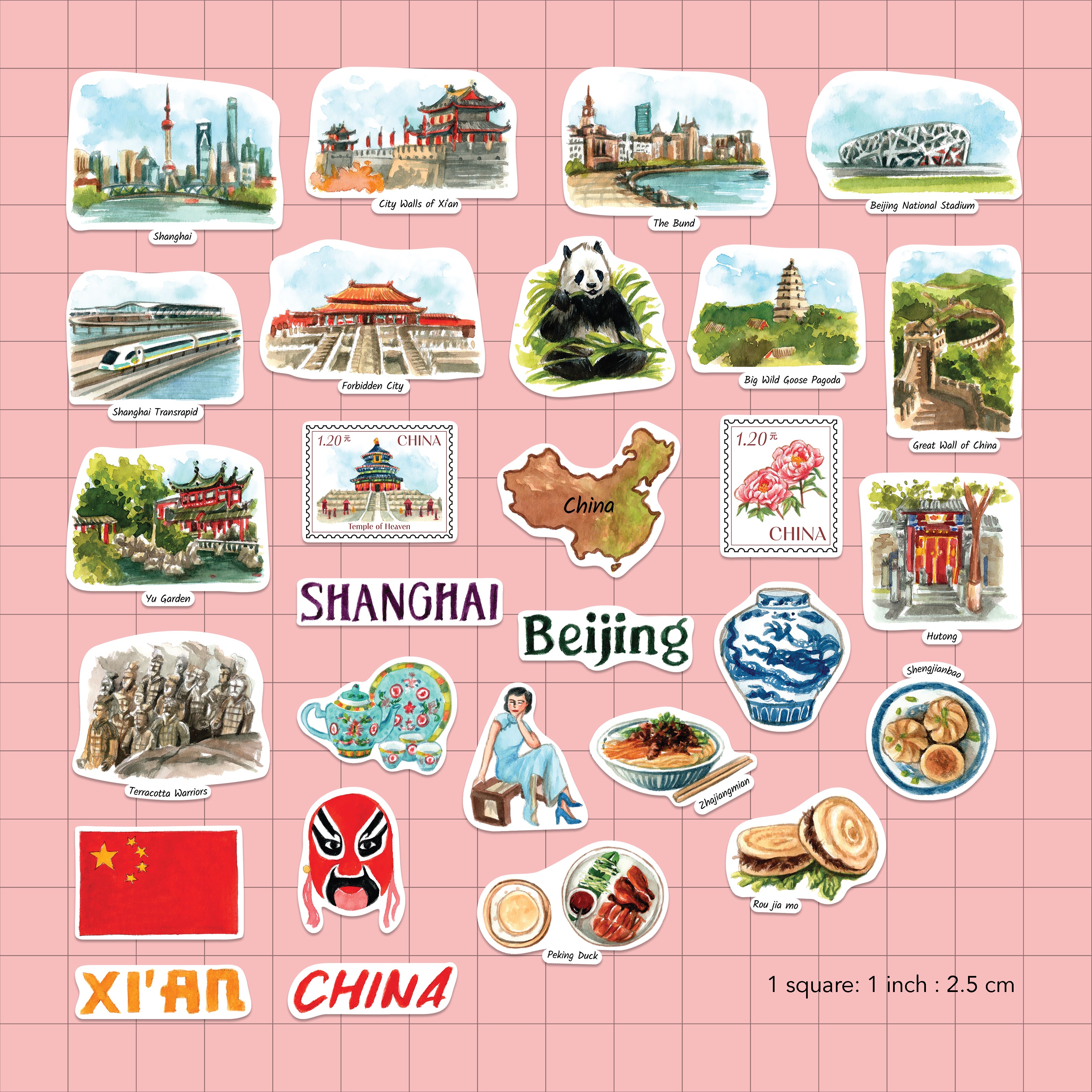 Ancient China Statement Stickers (28pcs)