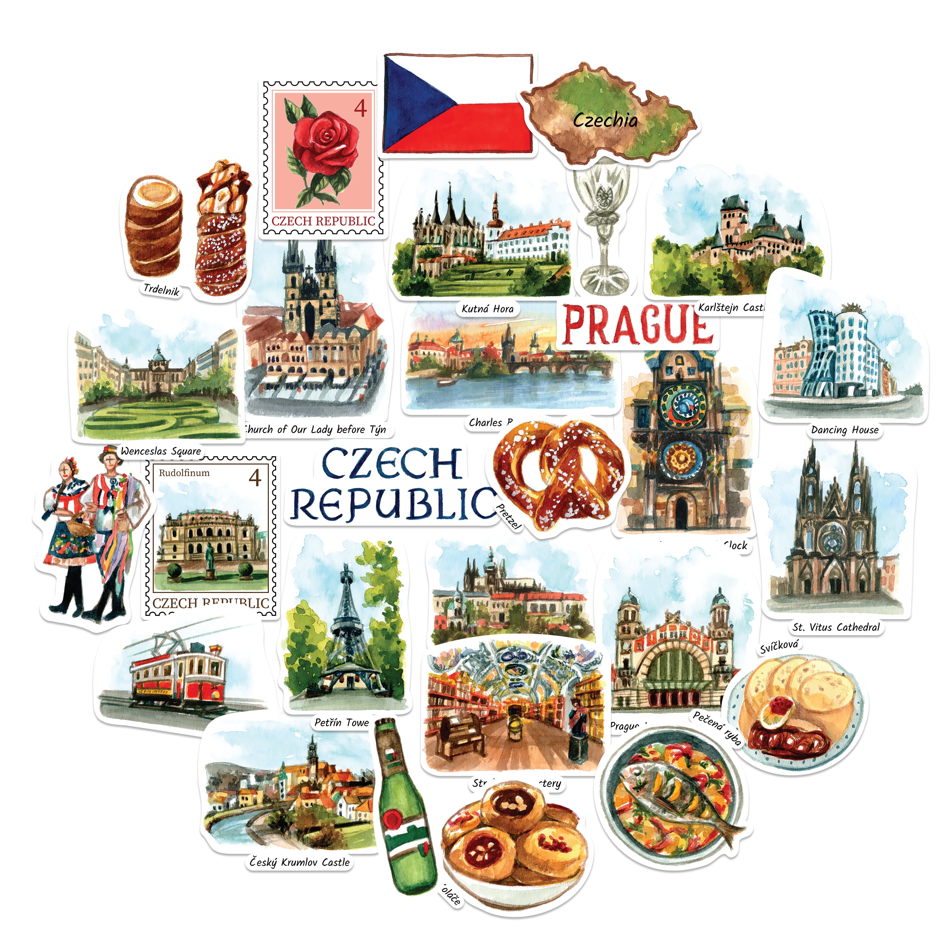 Charming Czech Republic Statement Stickers (28pcs)