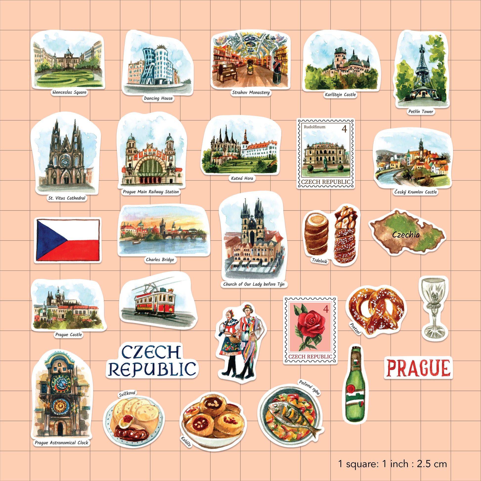 Charming Czech Republic Statement Stickers (28pcs)