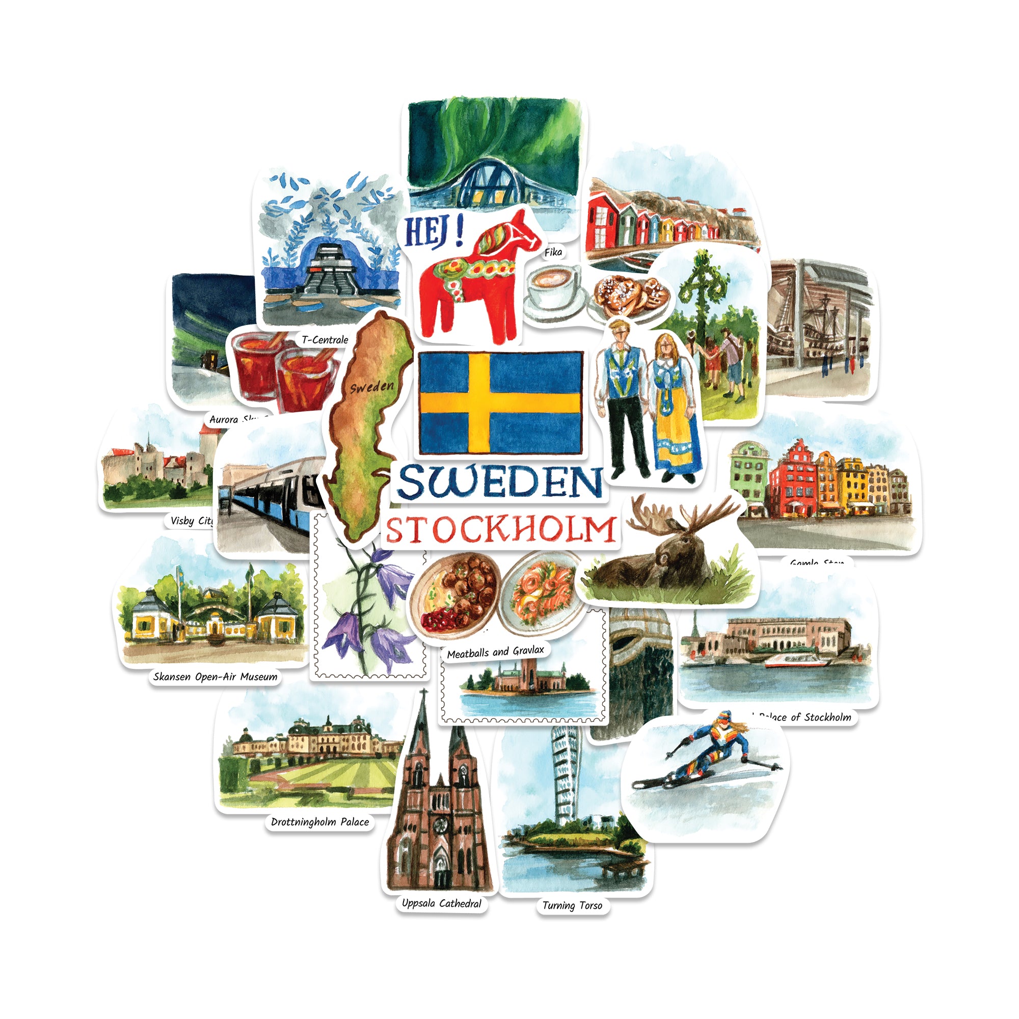 Stylish Sweden Statement Stickers (28pcs)