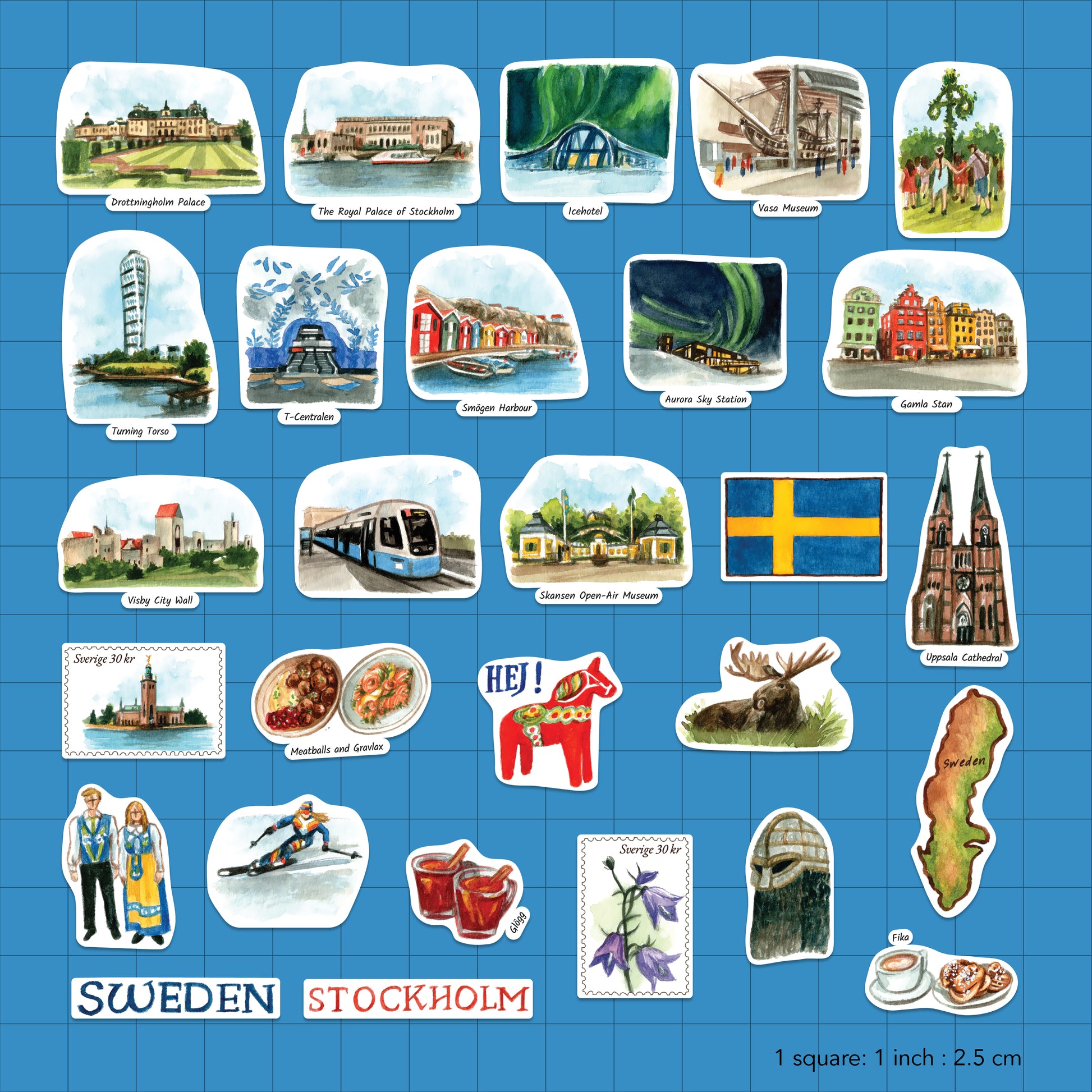 Stylish Sweden Statement Stickers (28pcs)