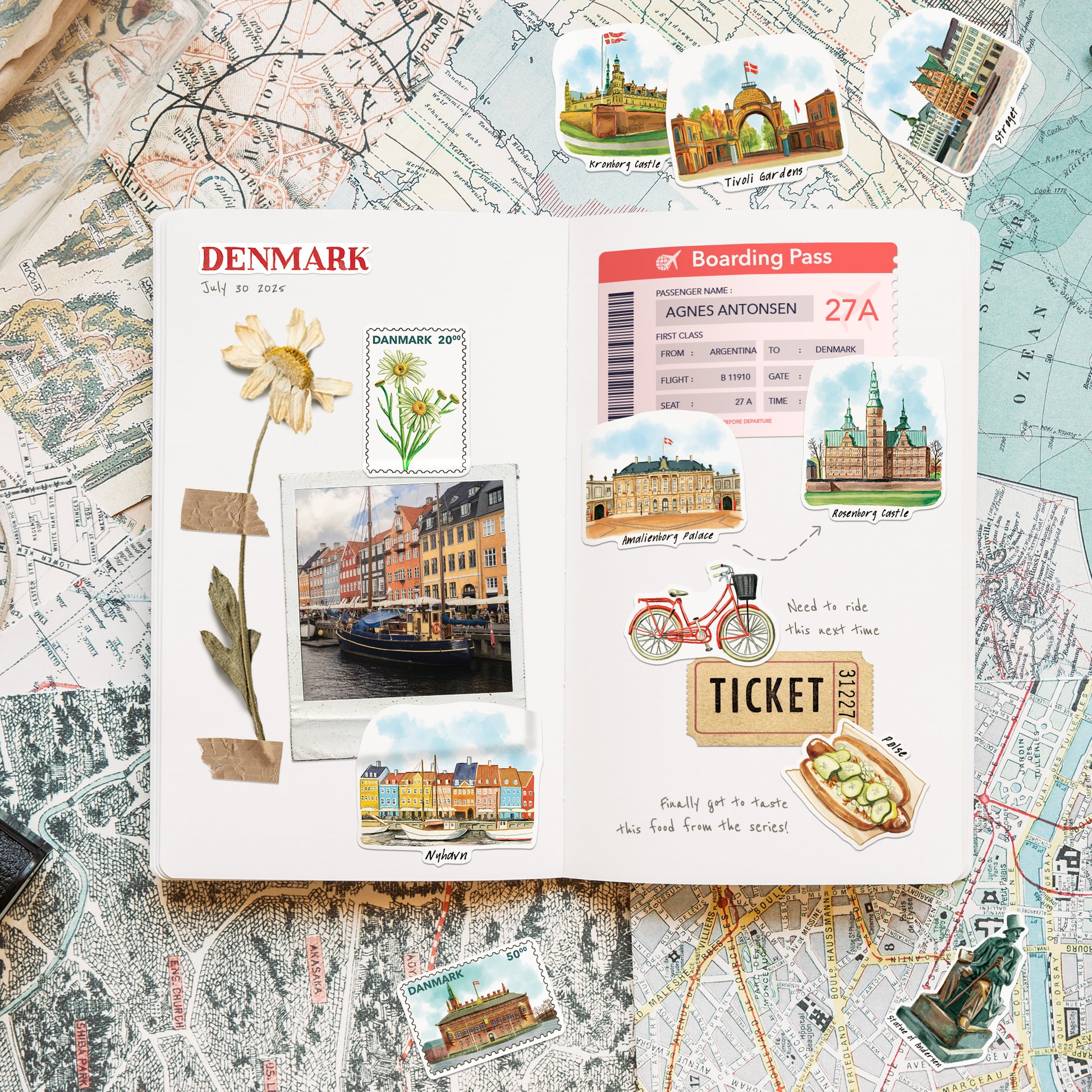 Delightful Denmark Travel Stickers (28pcs)