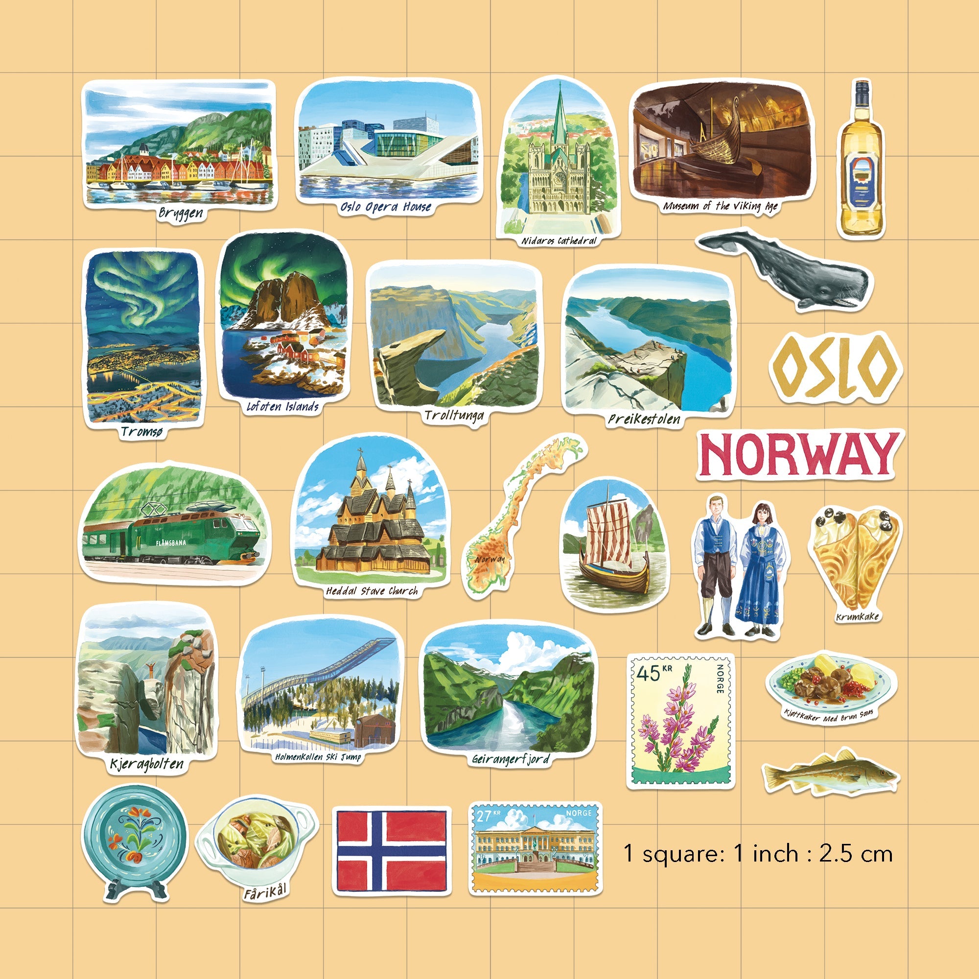 Nordic Norway Travel Stickers (28pcs)