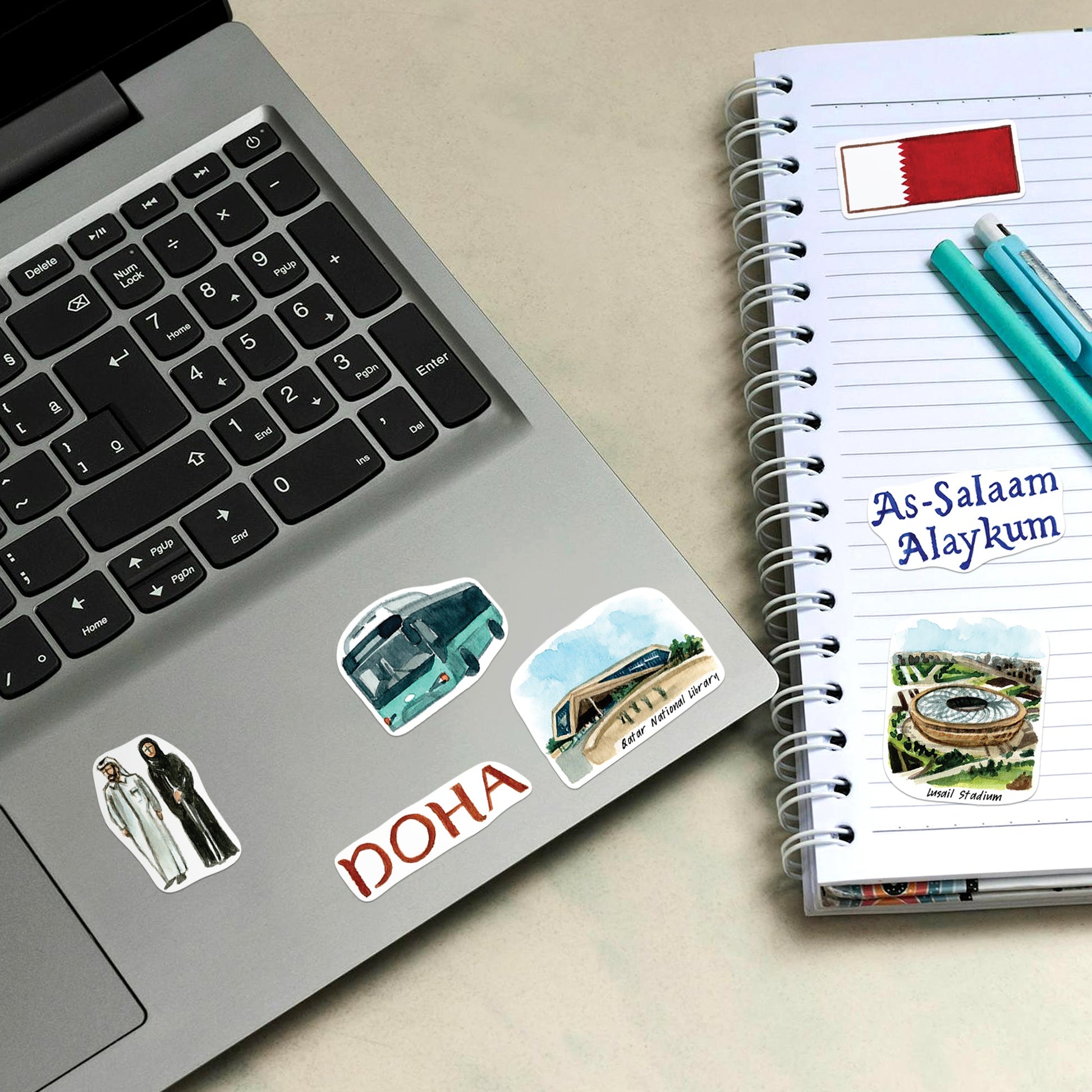 Modern Qatar Travel Stickers (28pcs)