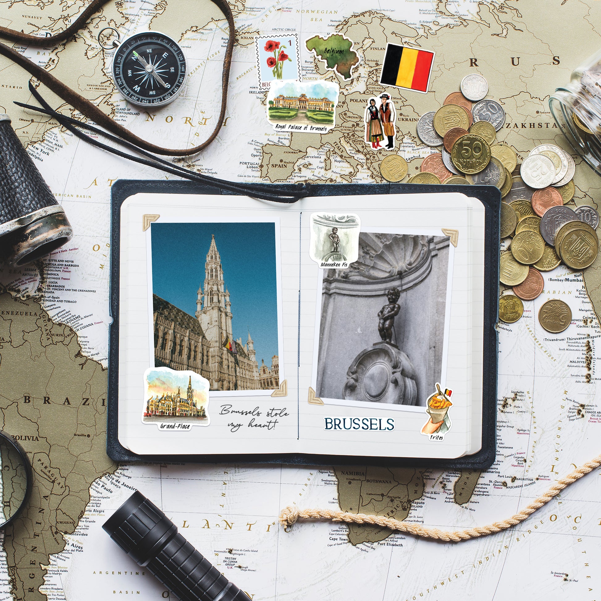 Beautiful Belgium Travel Stickers (28pcs)