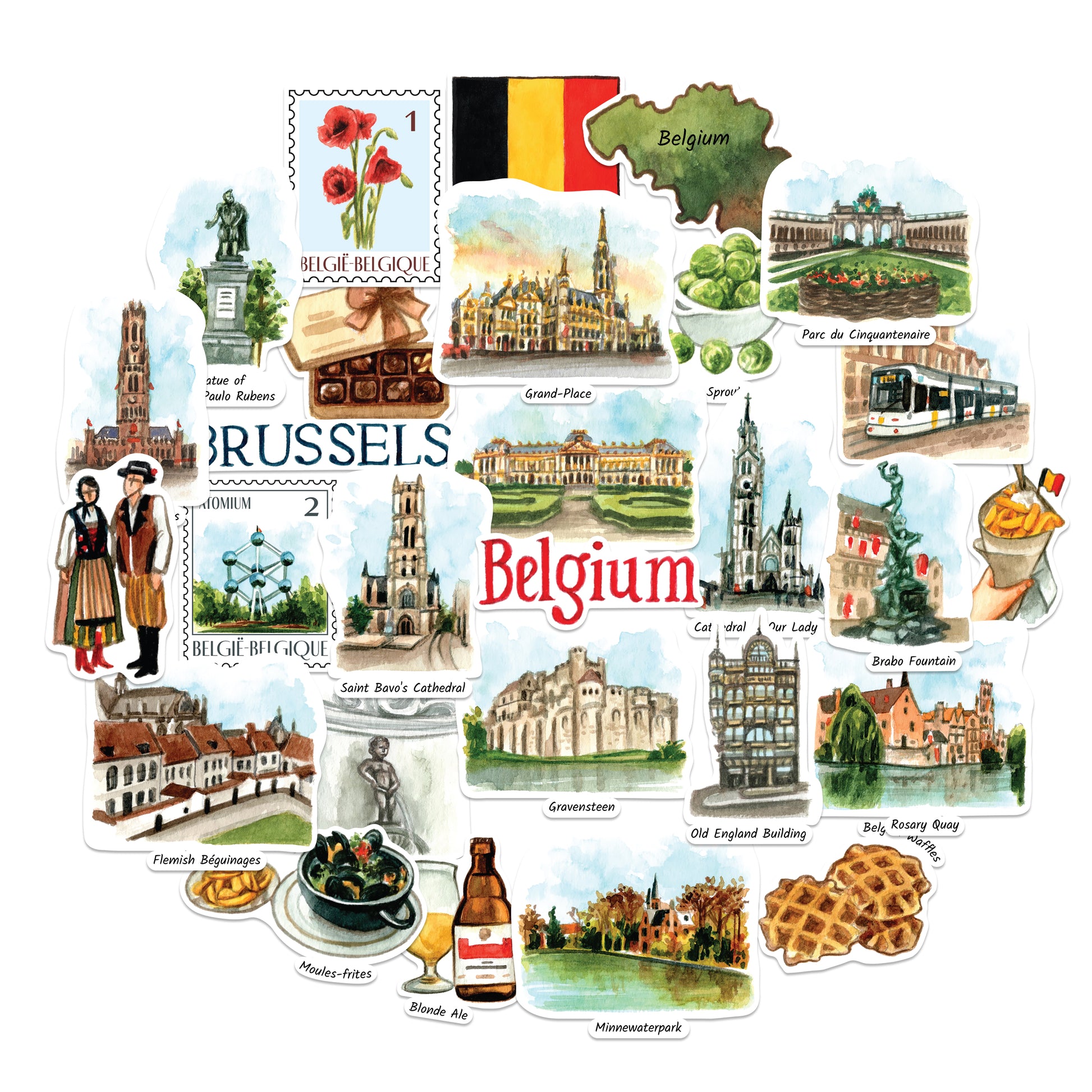 Beautiful Belgium Statement Stickers (28pcs)