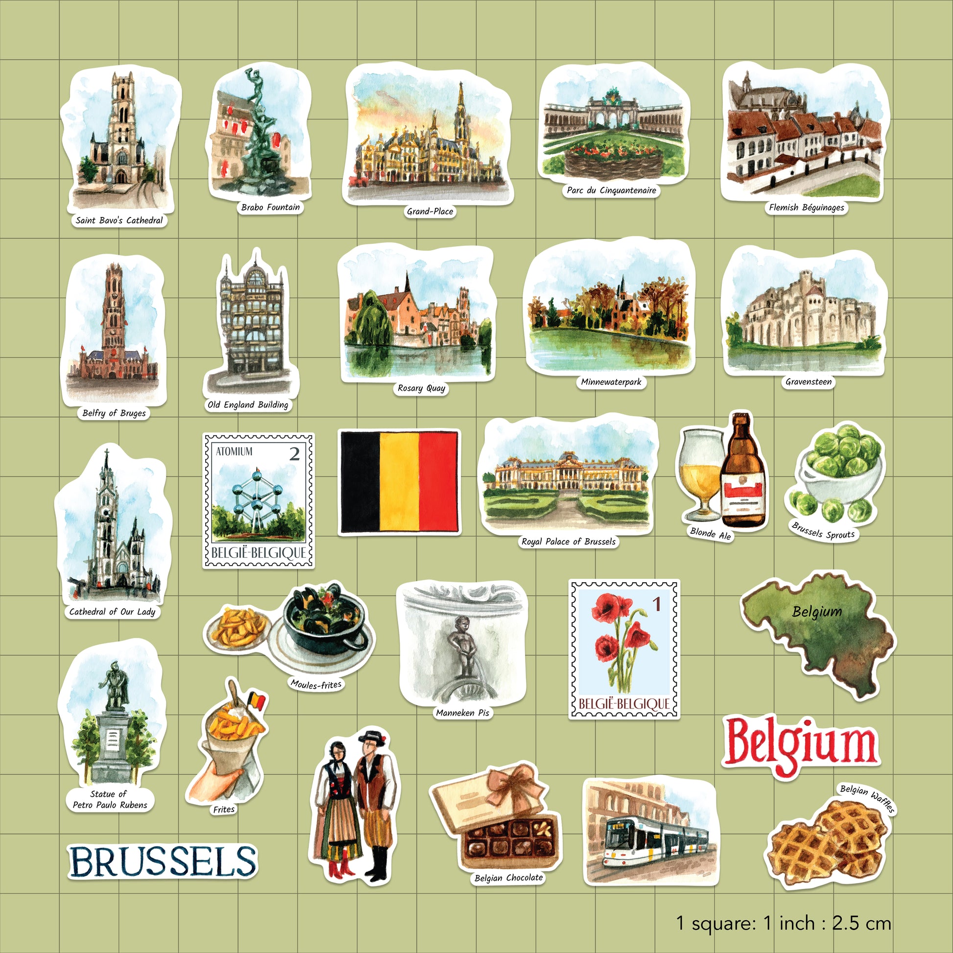 Beautiful Belgium Statement Stickers (28pcs)