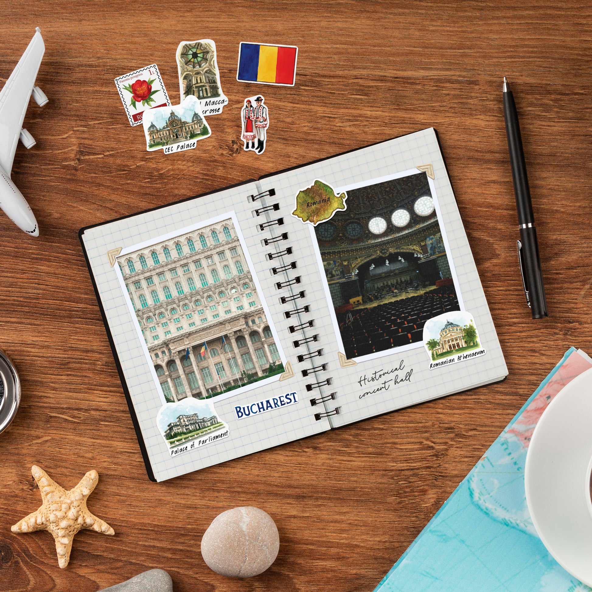 Remarkable Romania Travel Stickers (28pcs)