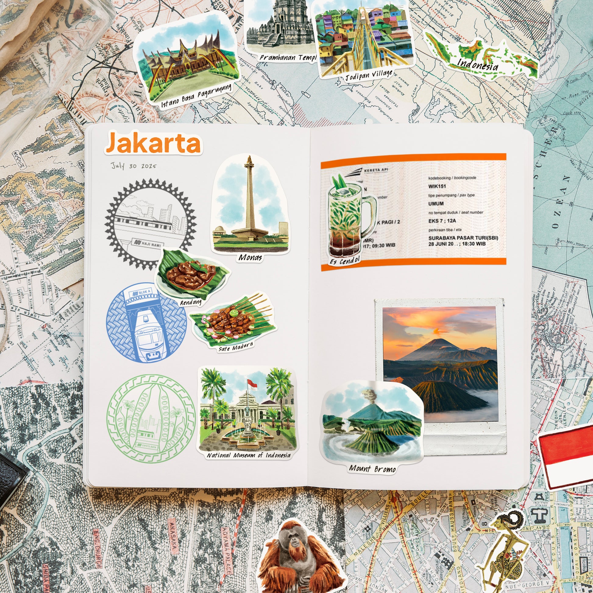 Diverse Indonesia Travel Stickers (28pcs)