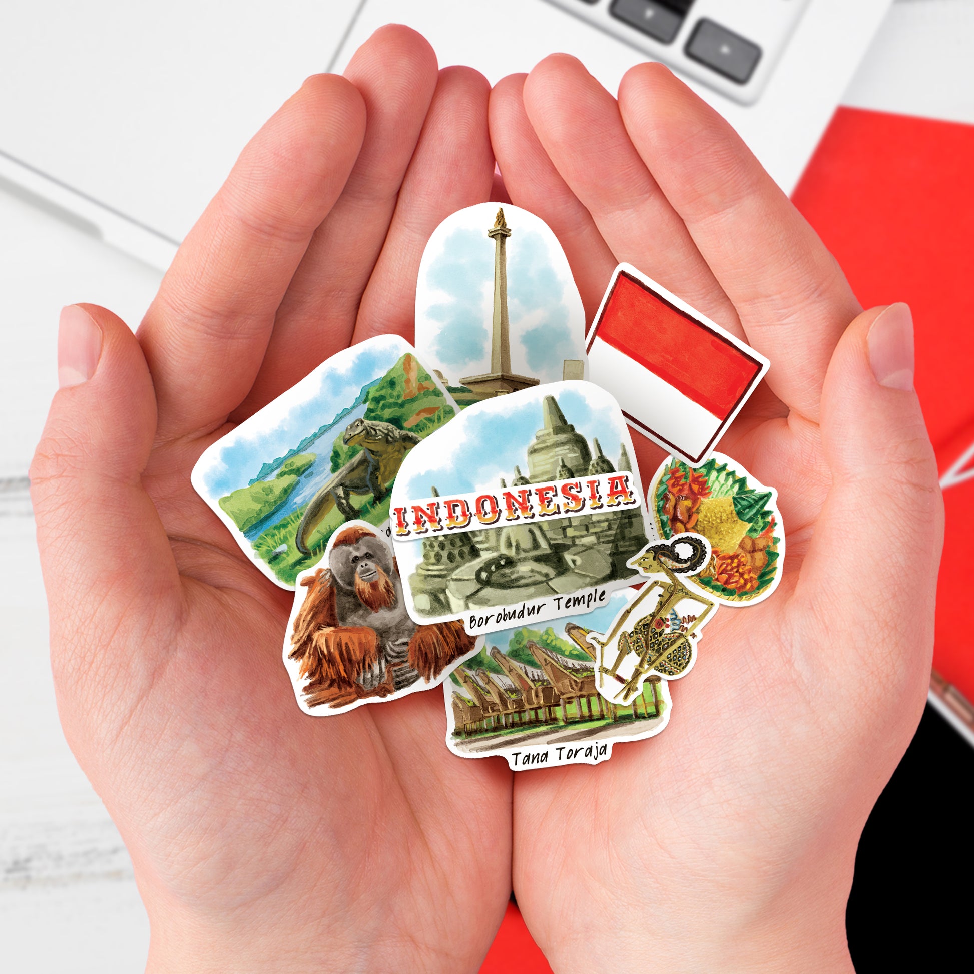 Diverse Indonesia Travel Stickers (28pcs)