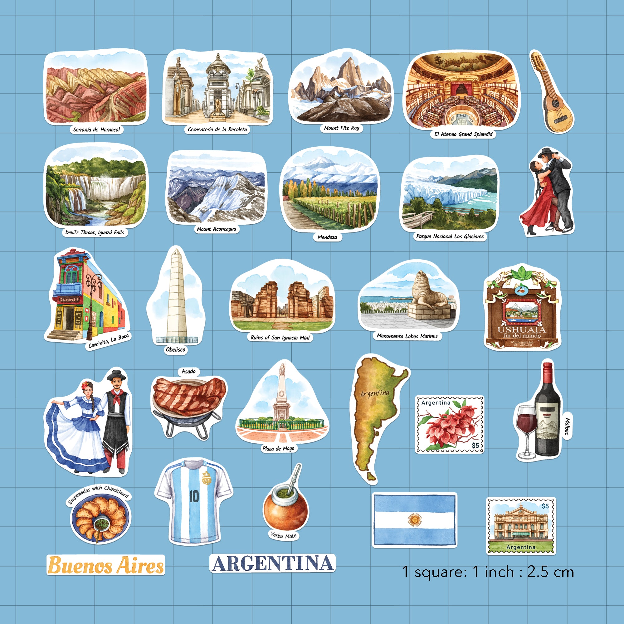 Alluring Argentina Statement Stickers (28pcs)