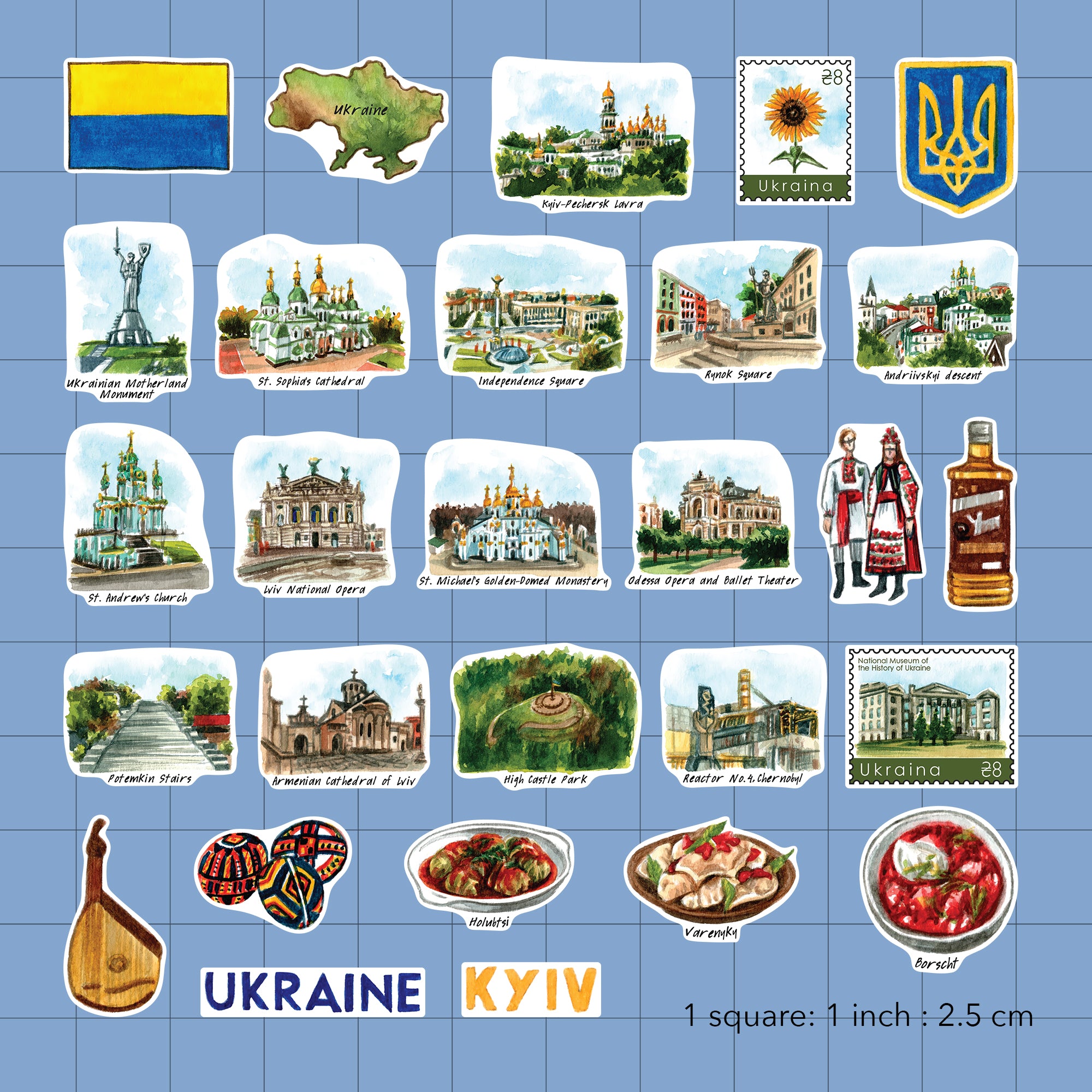 Resilient Ukraine Travel Stickers (28pcs)