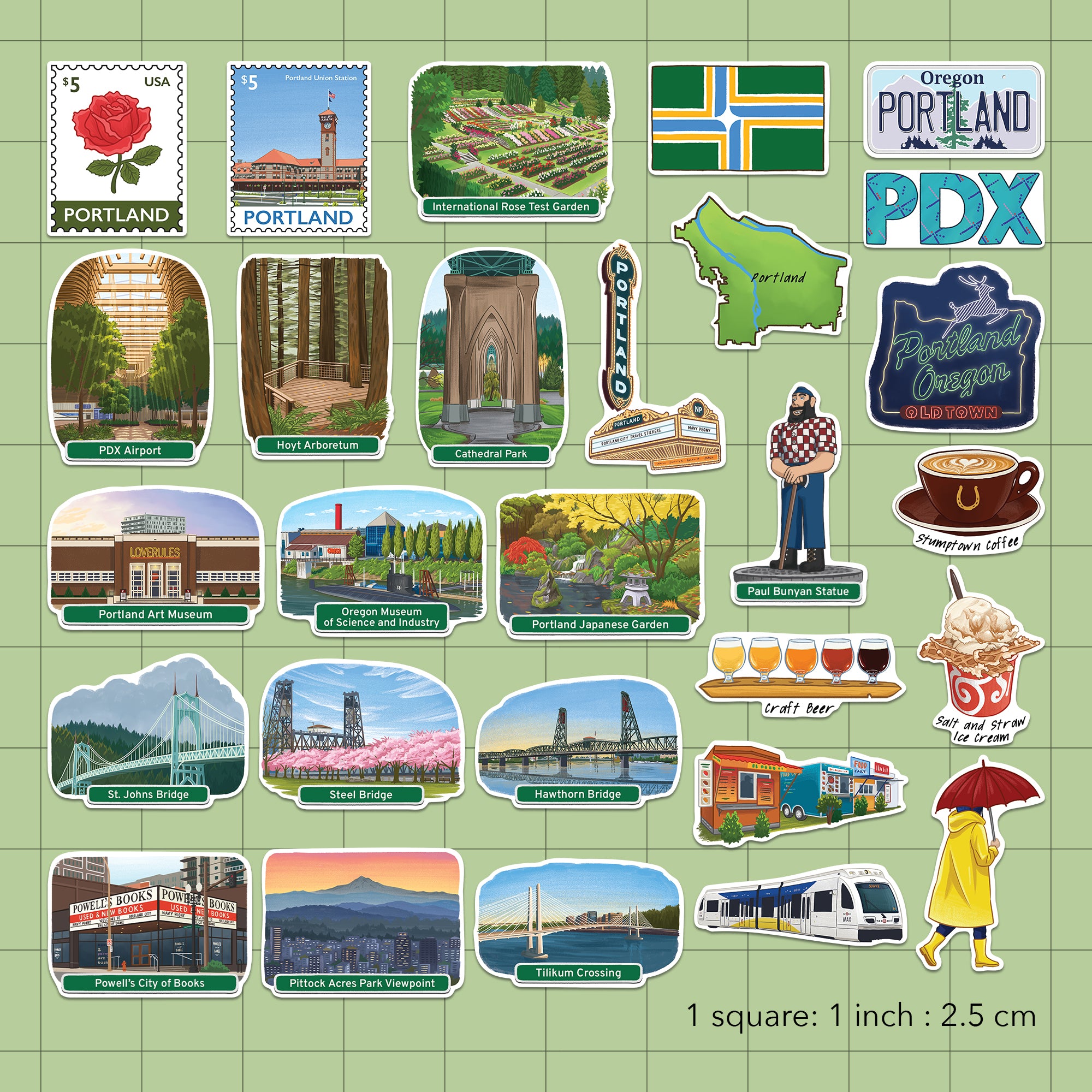 Hipster Portland Travel Stickers (28pcs)