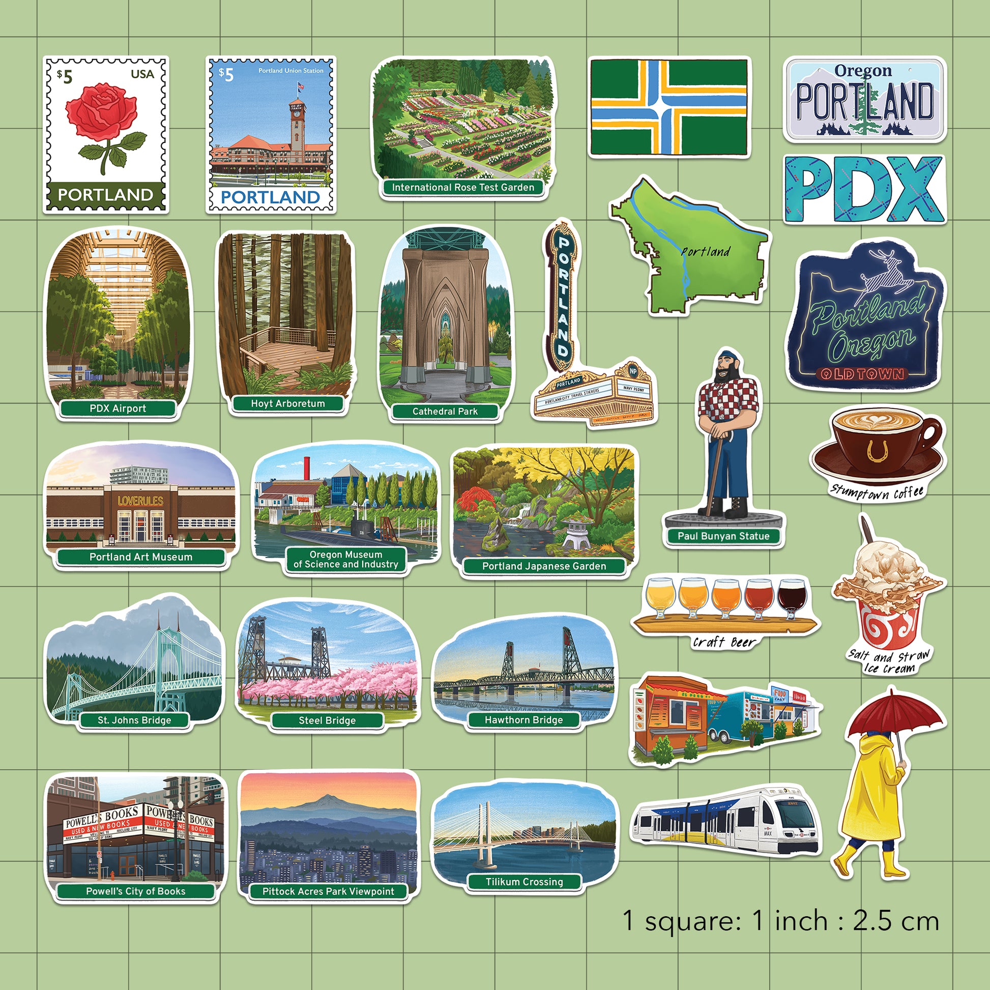 Hipster Portland Travel Stickers (28pcs)