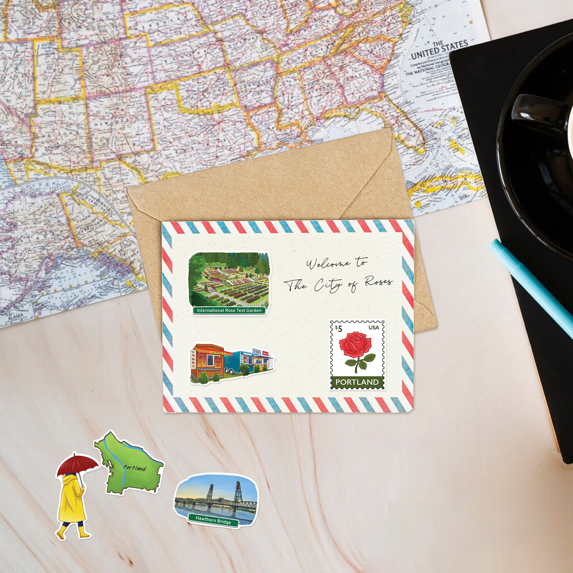 Hipster Portland Travel Stickers (28pcs)