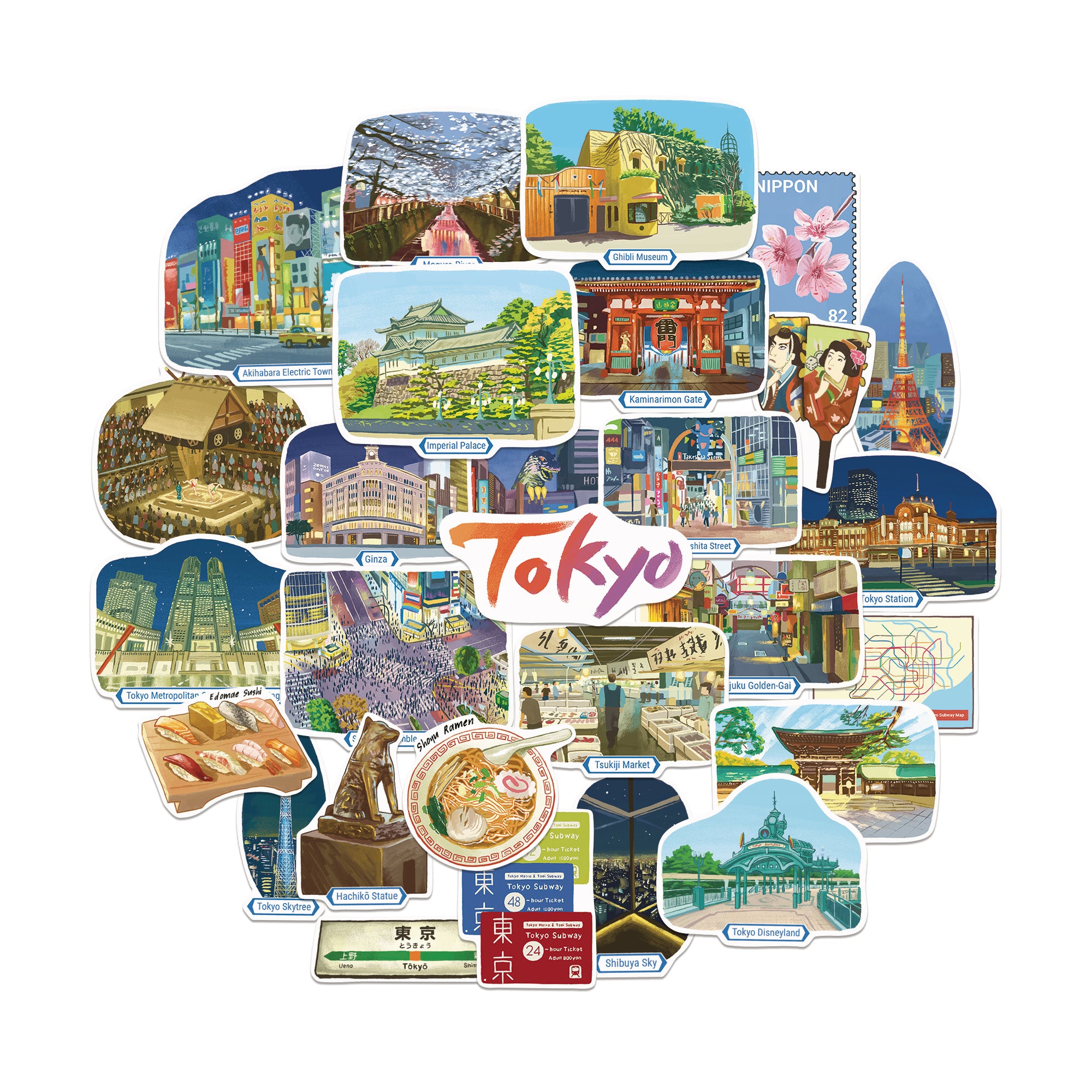 Buzzing Tokyo Travel Stickers (28pcs)