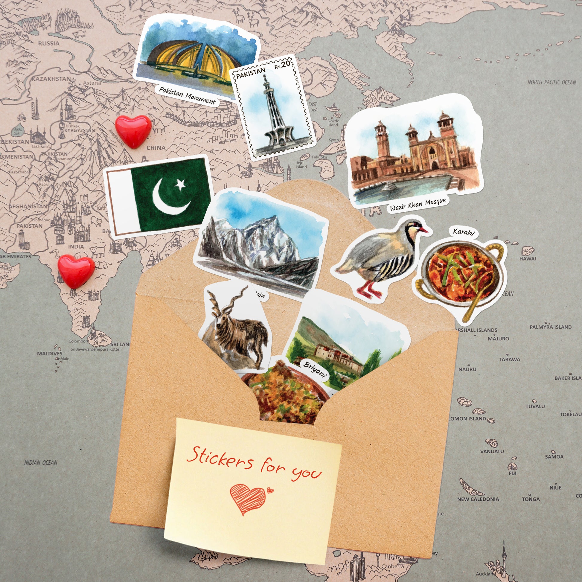 Picturesque Pakistan Travel Stickers (28pcs)