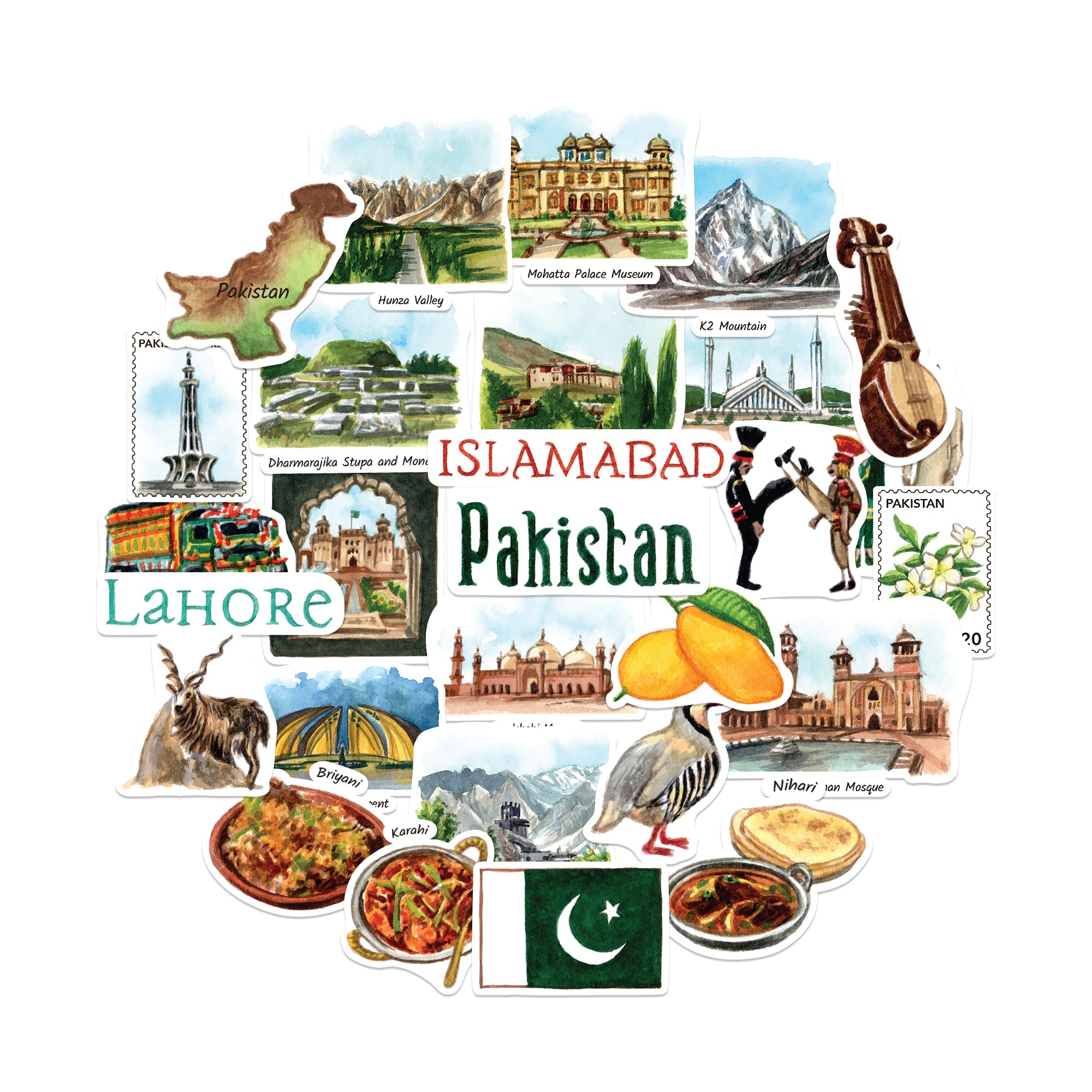 Picturesque Pakistan Travel Stickers (28pcs)